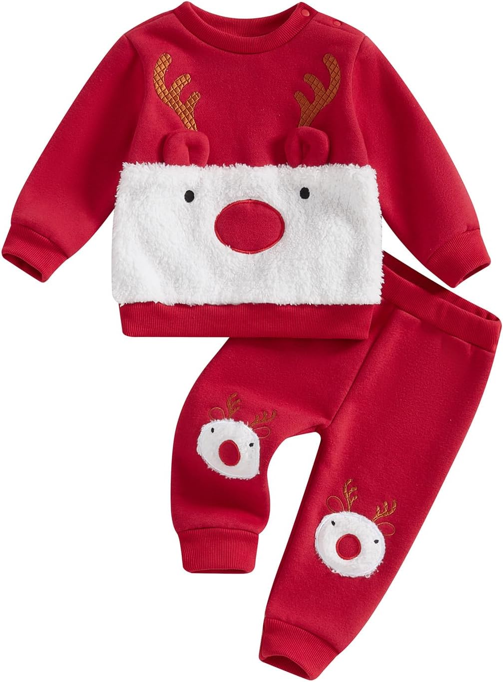Ensemble de Noël pour bébé garçon et fille - Costume de Noël en polaire - Ensemble sweat-shirt et pantalon pour bébé unisexe de 6 mois à 4 ans – Image 2