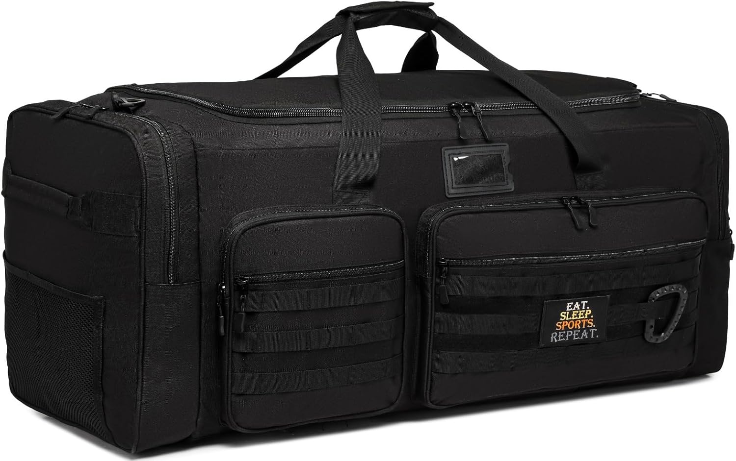 Grand sac de voyage pliable pour hommes, 130l, avec compartiment à chaussures et bandoulière, noir, noir, tactique – Image 2