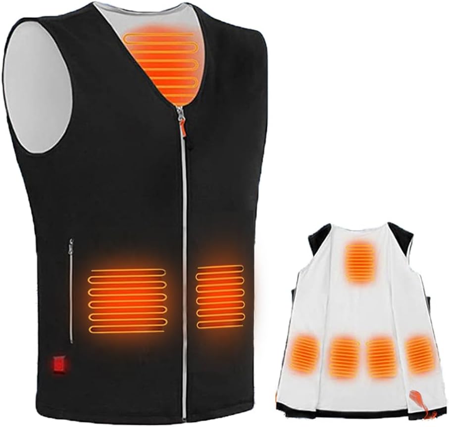 HADAVAKA Gilet chauffant, gilet auto-chaud, 3 niveaux de chauffage, gilet chauffant pour hommes et femmes, 5 zones chauffées, vêtements d'extérieur d'hiver légers, gilet chauffant lavable (piles non incluses) – Image 2