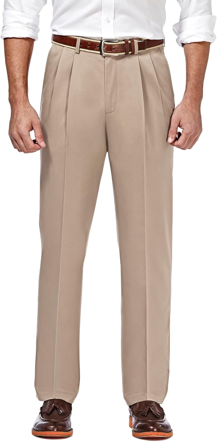 Haggar Premium No Iron Khaki Classic Fit Pleat Front Pant (tailles régulières et grandes et grandes) - Pantalon décontracté - Classique, Classique - Homme – Image 2