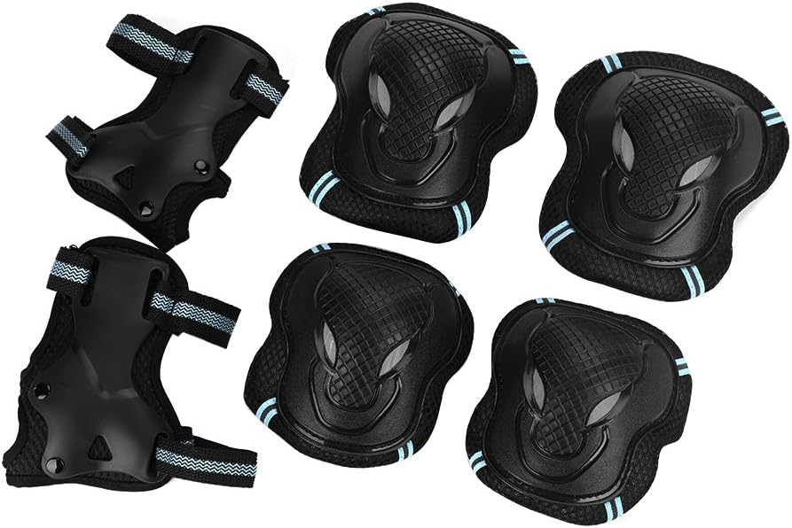 IBLUELOVER Ensembles de Protection pour Enfants et Adultes Genouillères, Coudières, Kit de Sport réglable, Protecteurs pour vélo, Roller, BMX, Skateboard, Scooter, 6 pièces, équipement de Sport – Image 2