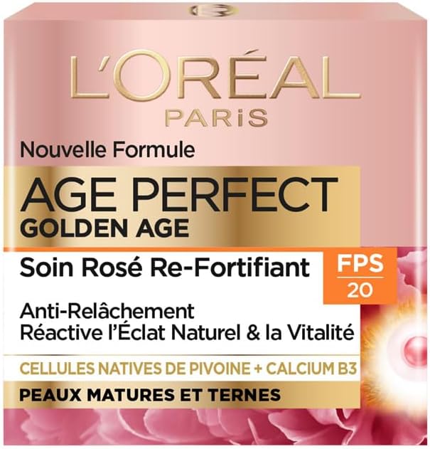 L'Oréal Paris Age Perfect Golden Age – Soin Re-Fortifiant Rose SPF 20 – Crème de Jour Anti-relâchement & Éclat – Enrichie en Cellules Natives de Pivoine et Calcium/Vitamine B3 – 50 ml – Image 2