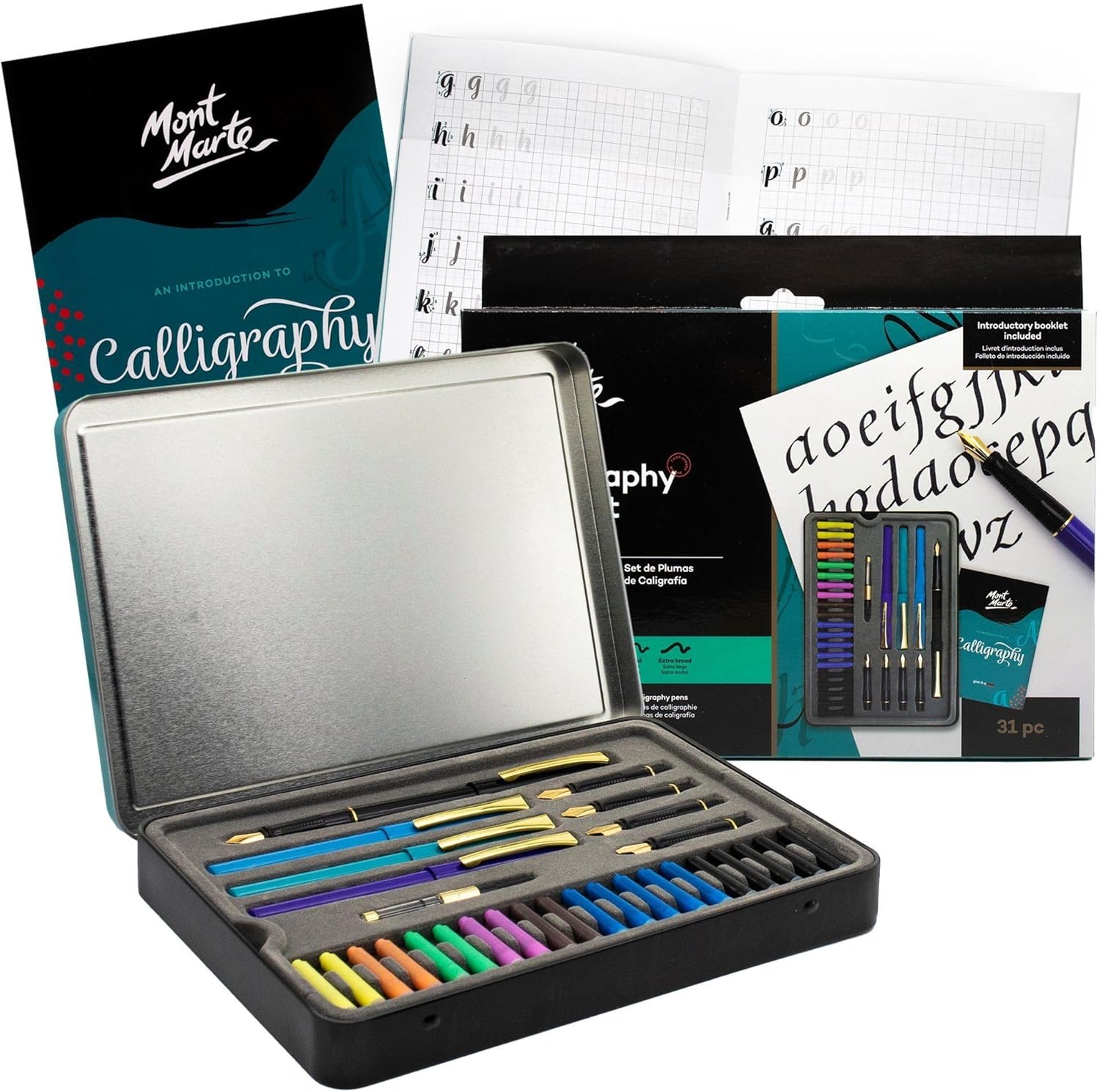 MONT MARTE Stylo Calligraphie Set - 31 pièces - Parfait pour les débutants - Inclus: 4x Stylo Calligraphie, 5x Plume de Calligraphie et bien plus – Image 2