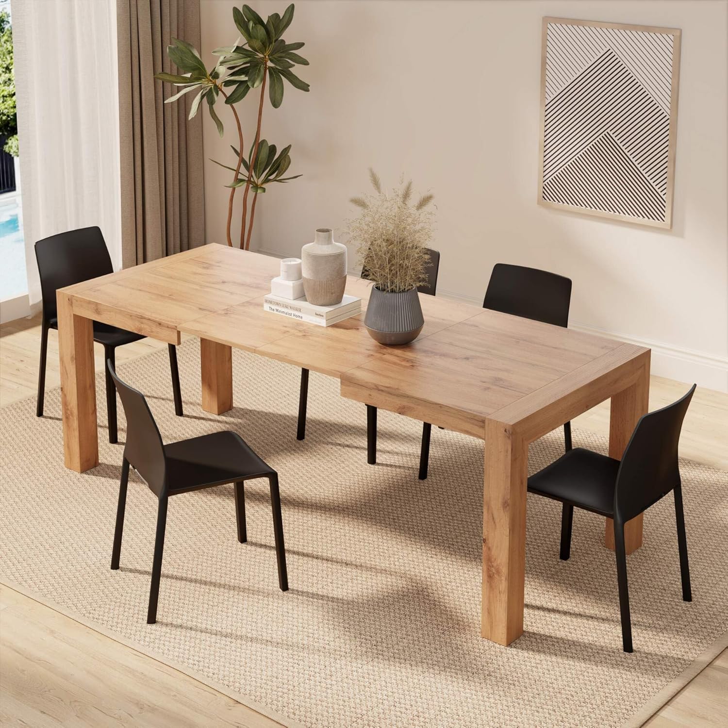 Mobili Fiver, Table à manger extensible Iacopo, 140 x 90 cm, bois rustique, pour 6-10 personnes, table extensible pour cuisine, salon, fabriquée en Italie – Image 2