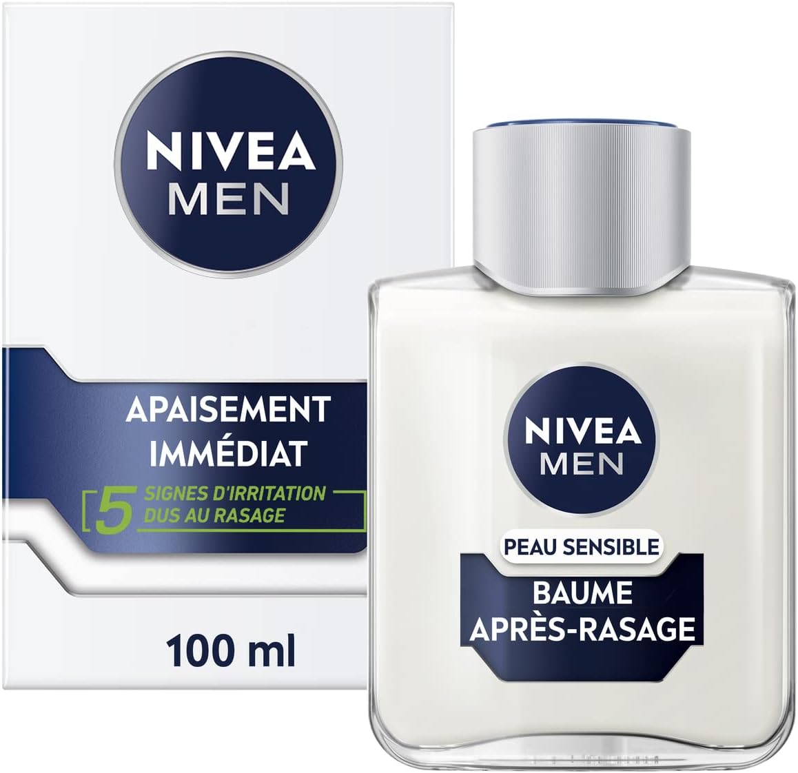 NIVEA MEN Baume Après-Rasage Peaux Sensibles (1 x 100 ml), Soin Après-Rasage Enrichi en Camomille & Noisette, Soin Visage pour Homme 0% d'alcool pour Peaux Sensibles – Image 2