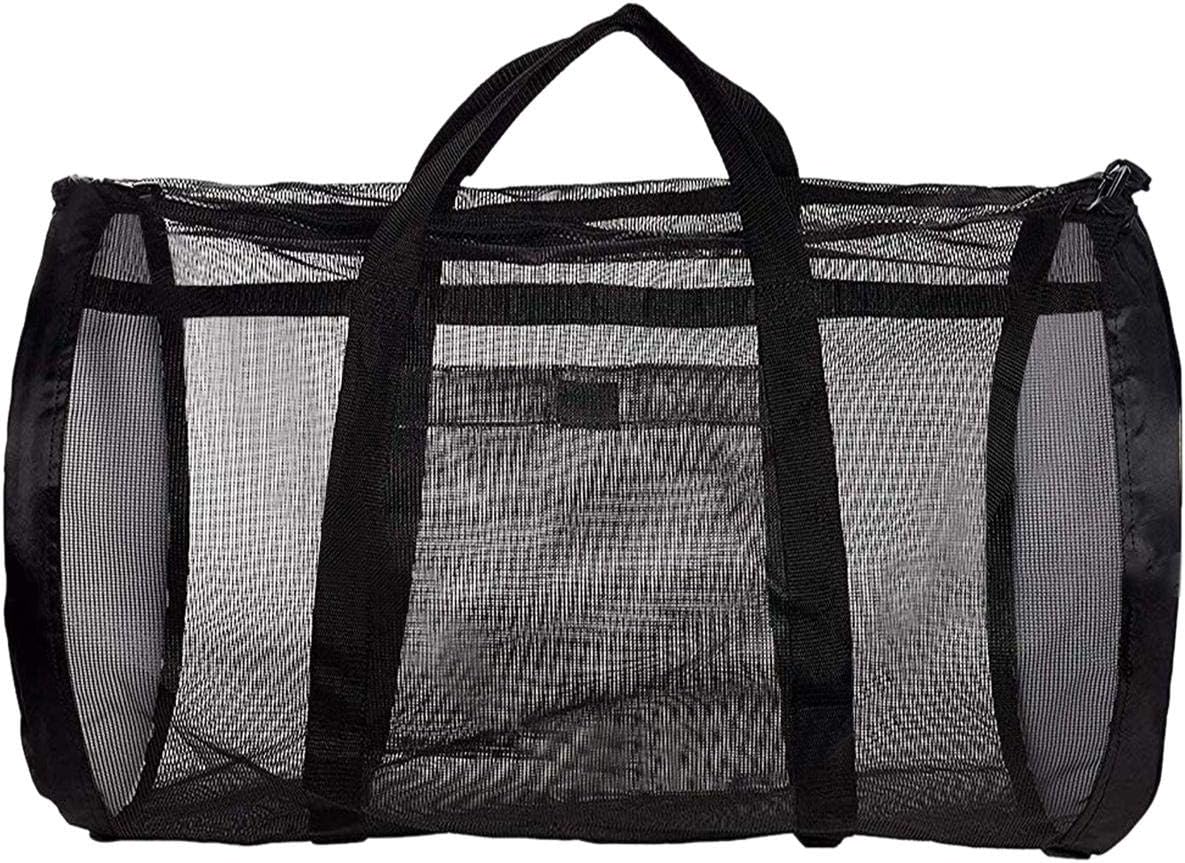 POHOVE Sac de plongée en maille, sac de plage en maille, sac d'équipement de sport surdimensionné, sac à linge – Sac de plongée et de voyage en maille respirante, léger et portable – Image 2