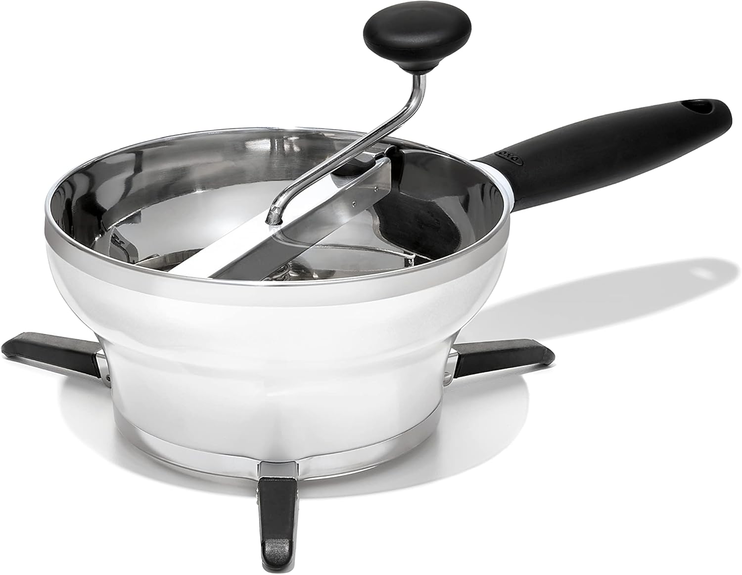 Presse-légumes en acier inoxydable OXO Good Grips, gris et blanc – Image 2