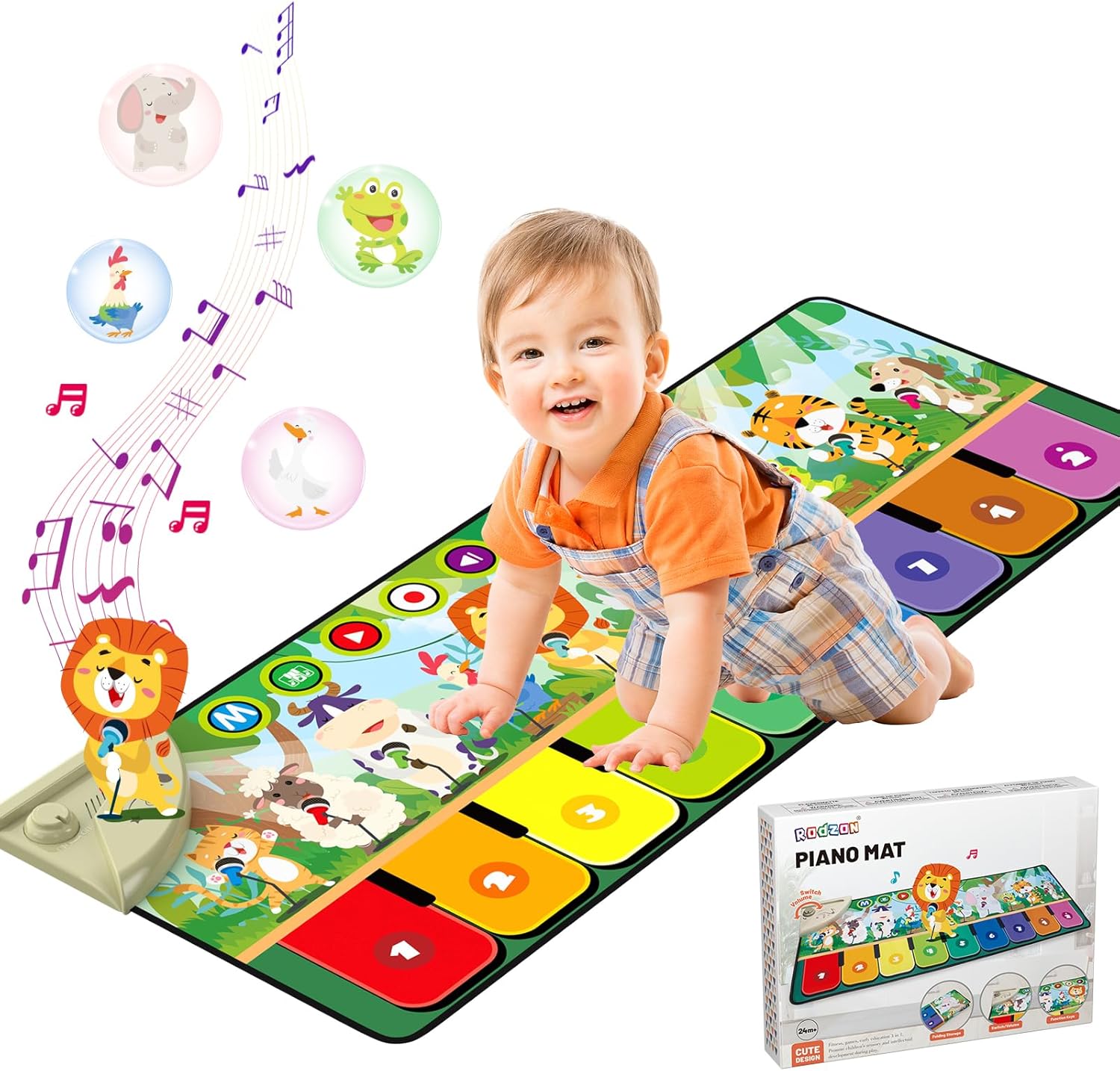 Rodzon 63301 Piano Bébé avec 10 Animaux, Jouets pour Bébés 1, 2 3 Ans, Tapis de Danse Enfant, Cadeau Noël Anniversaire pour Garçons et Filles 24 m+, 63301 – Image 2