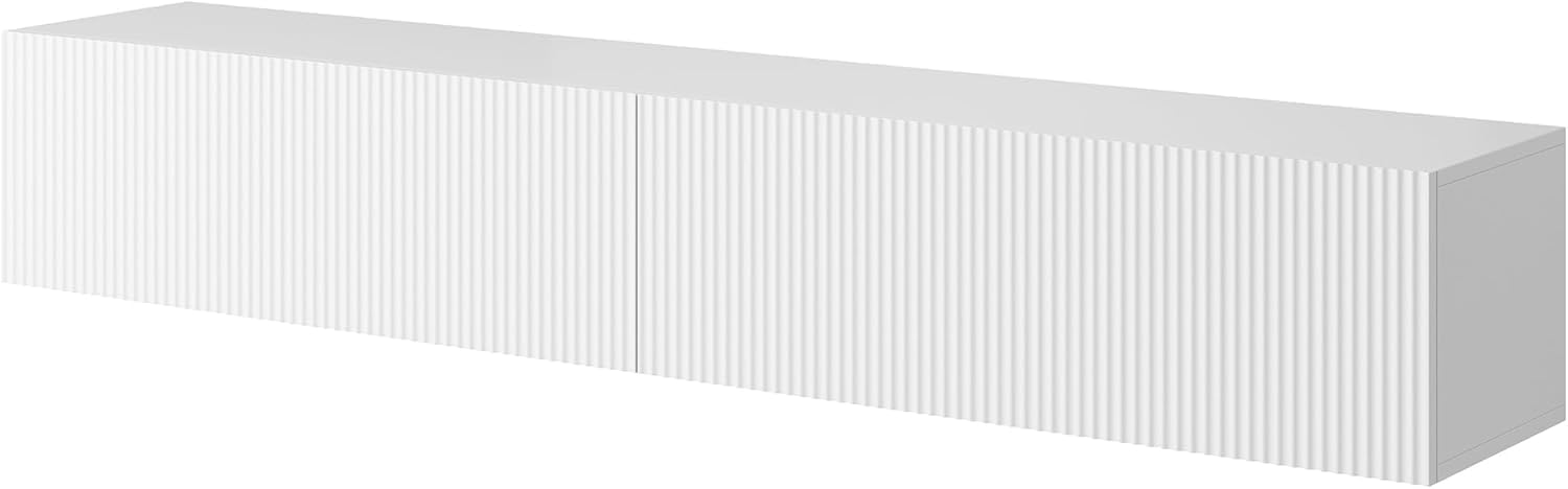 Selsey Meuble TV Meuble TV 175 cm Suspendu Façade Fraisée Veldio Blanc – Image 2