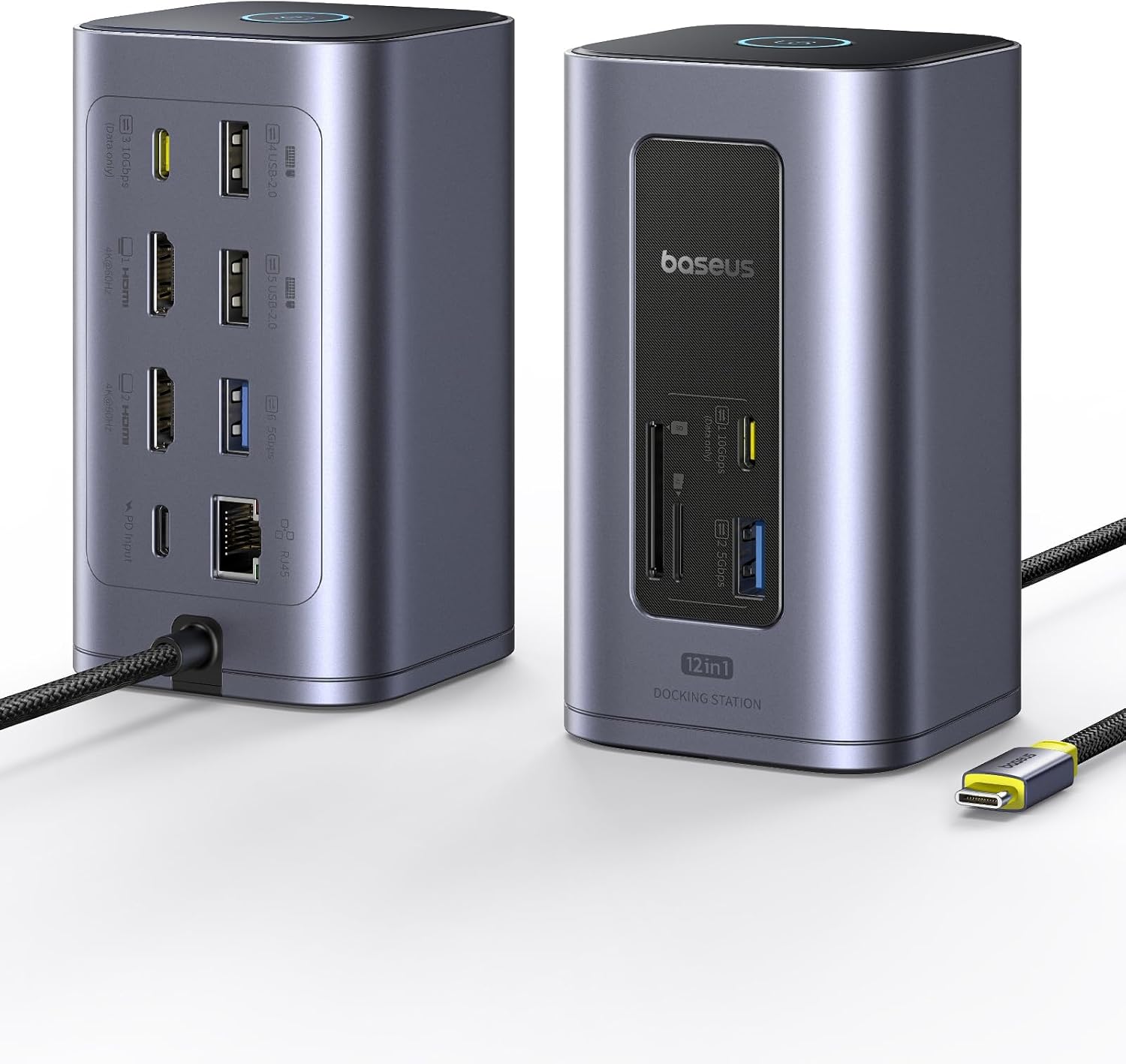 Station d'accueil Baseus, Nomos Air 12 en 1, station d'accueil 2 moniteurs avec 2 x 4K HDMI, USB-A/C 10 Gbit/s, Ethernet 1 Gbit/s, 100 W PD, HUB USB C pour Dell/HP/Lenovo/ASUS/Acer/Mac – Image 2