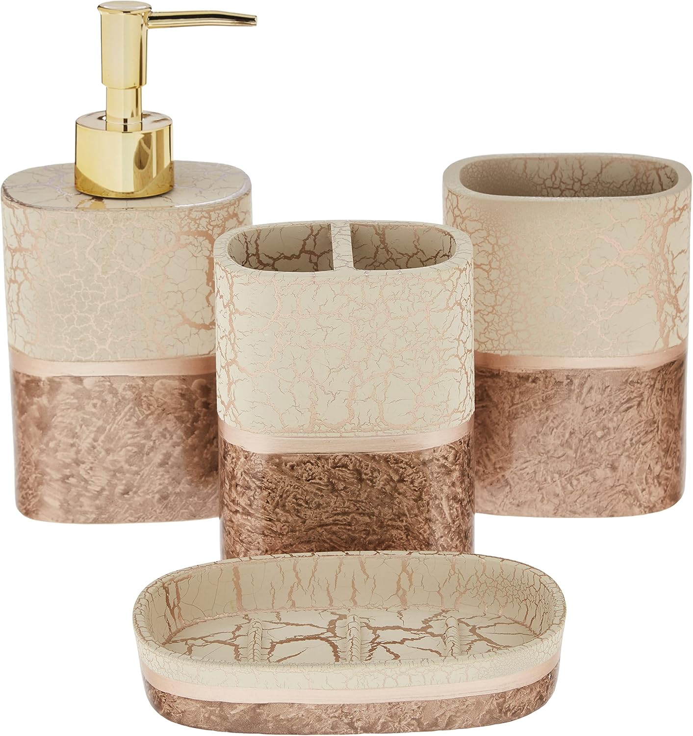 Sweet Home Collection Ensemble d'accessoires de salle de bain 4 pièces, collections uniques, moderne classique contemporain, décoratif, beaux designs, baignoire, douche, Parker – Image 2