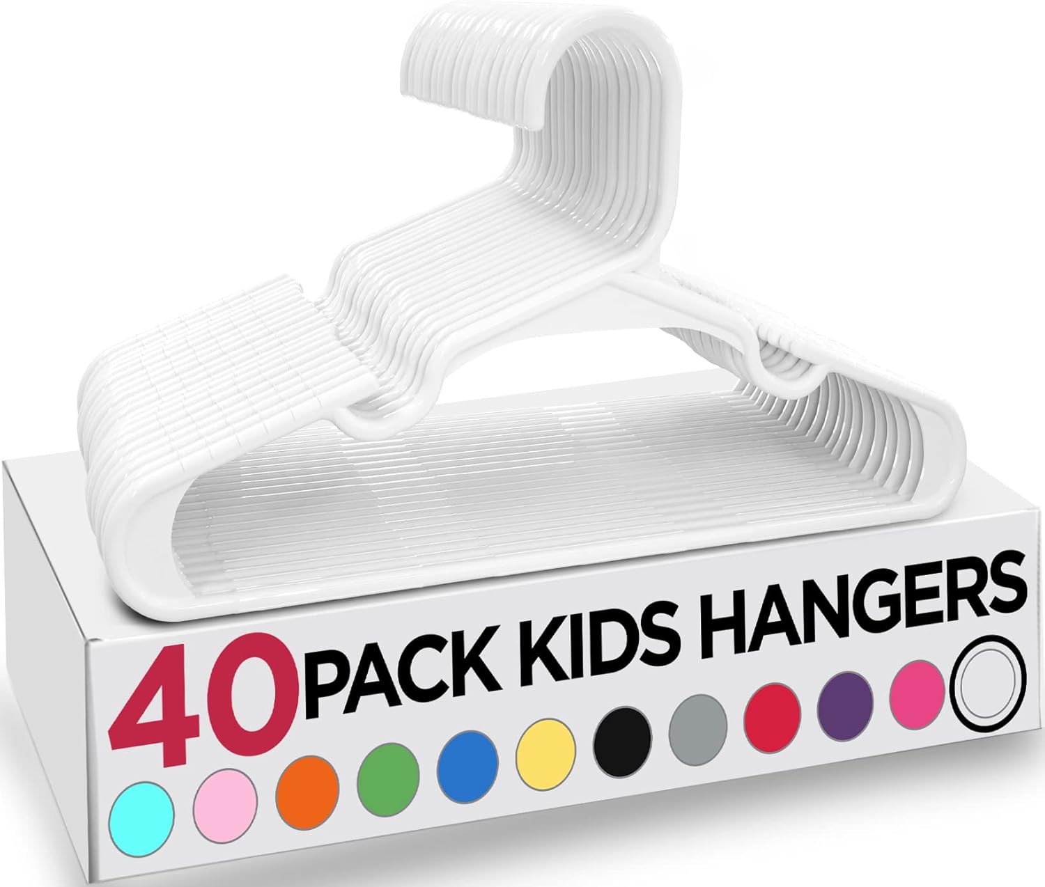 Utopia Home (40 paquets, blanc) cintres en plastique pour vêtements d'enfants – cintres durables et fins pour chambre d'enfant et placard – Image 2