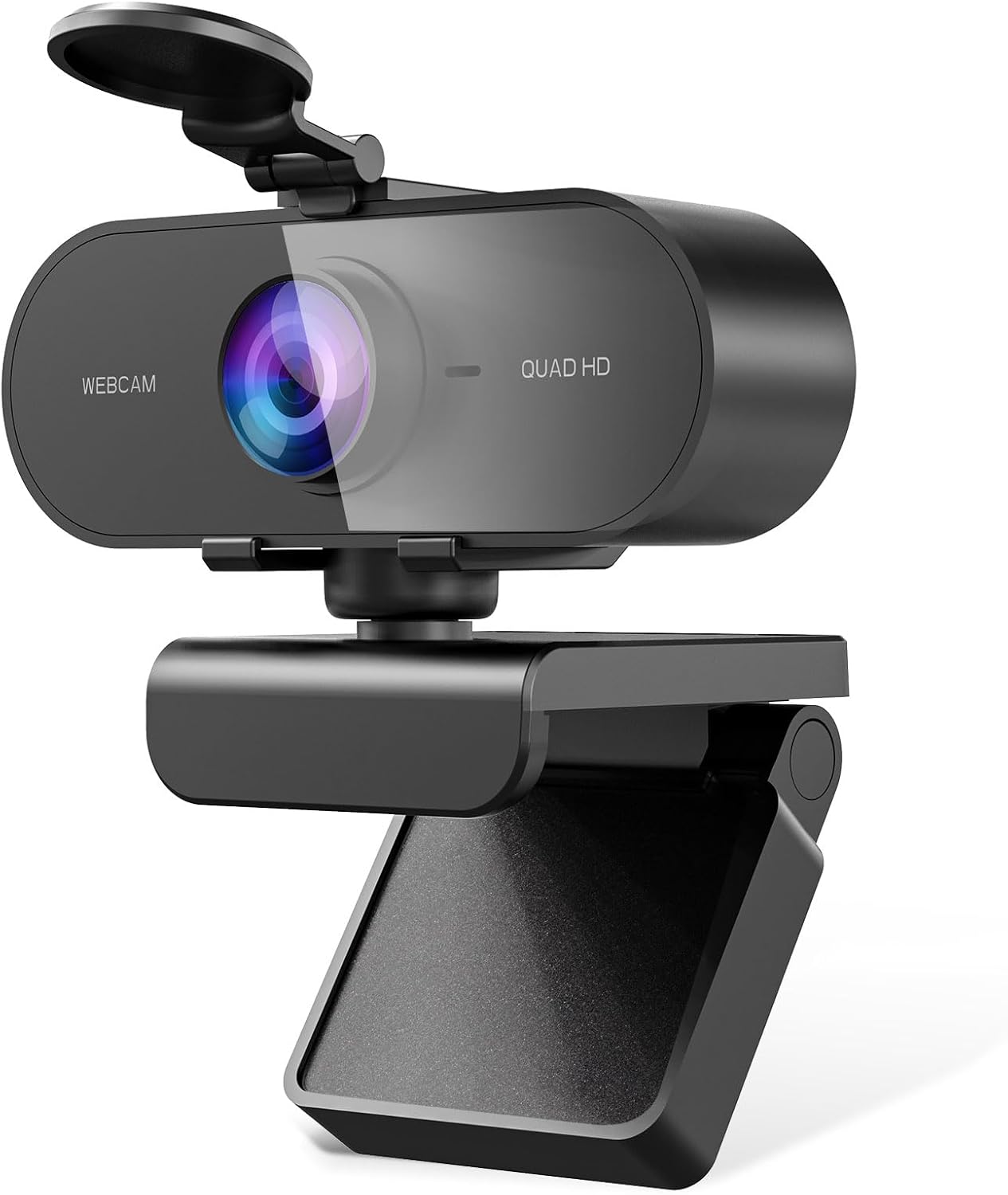 Webcam 2K, caméra PC grand angle Full HD 90° avec microphone antibruit, caméra USB Plug Play pour PC portable Mac, Web Cam Linux Streaming Youtube Skype Appel vidéo Zoom Vidéo Conférence – Image 2