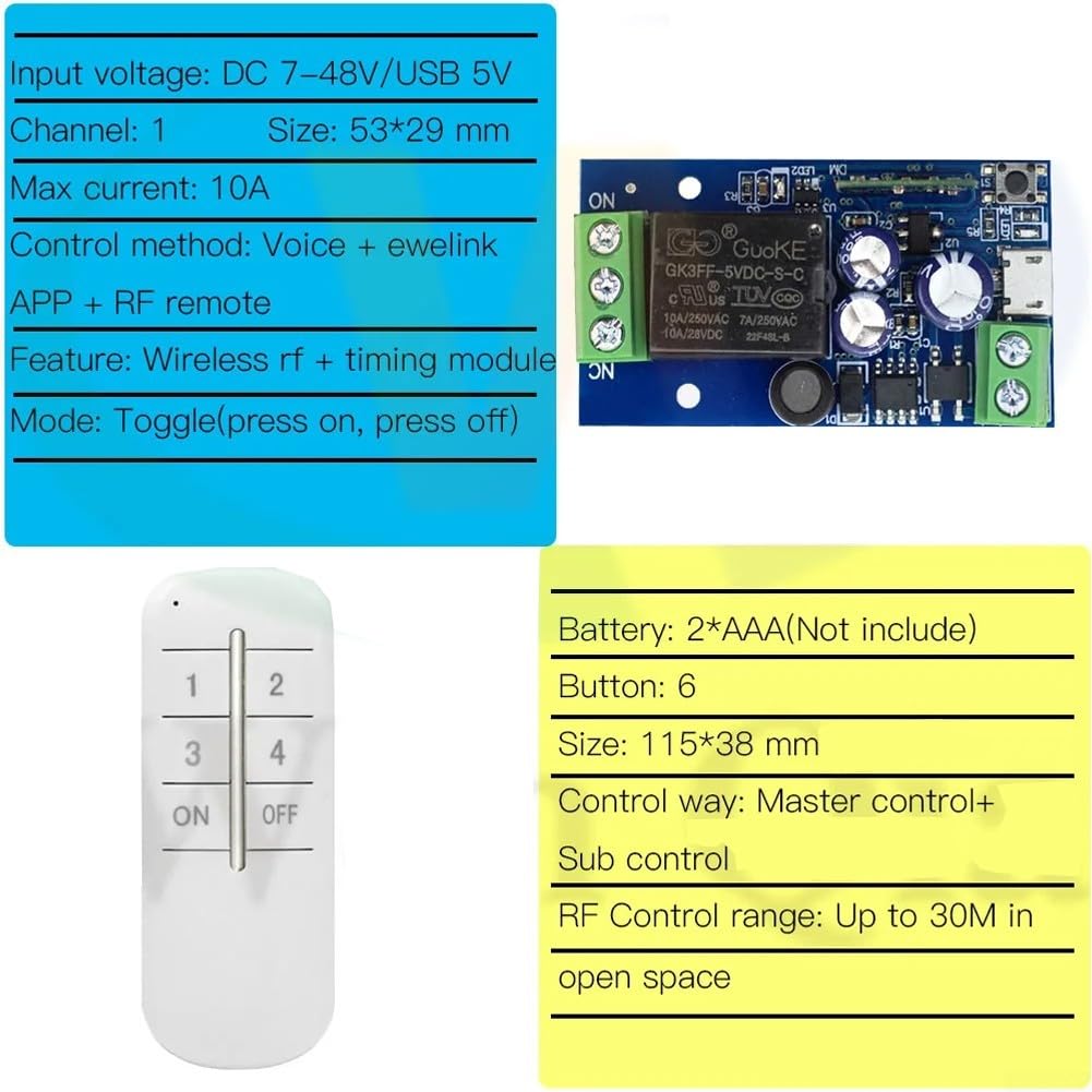 Relais commutateur pour appareils Smart Home 2 4 GHz télécommande DC 12 V 24 V (B) – Image 9