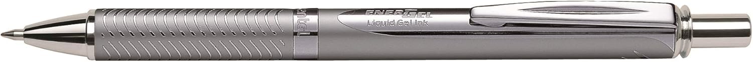 Pentel EnerGel Sterling Stylo à encre gel liquide – Largeur de trait 0,35 mm, diamètre de la bille 0,7 mm, couleur d'écriture (argenté, boîte cadeau) – Image 3