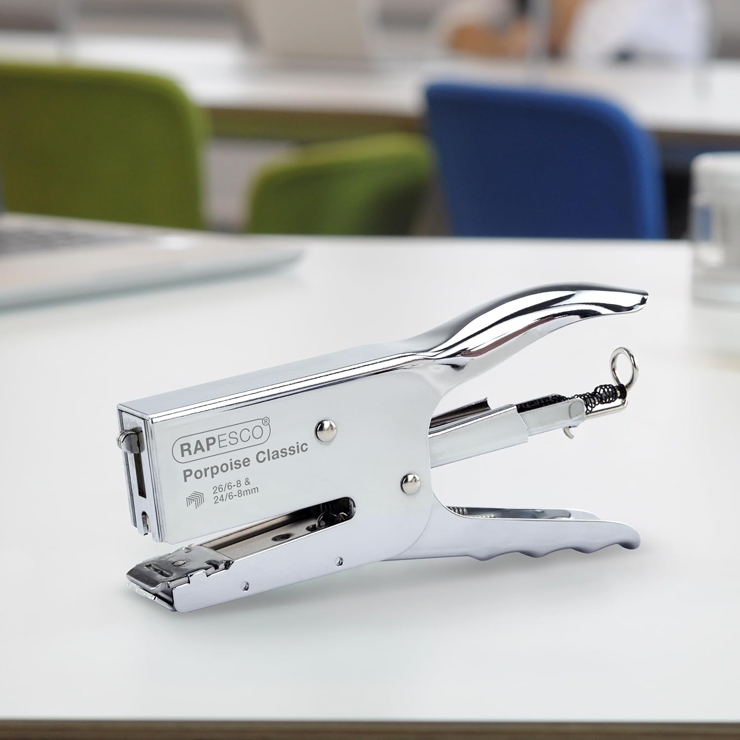 Rapesco 1298A Pince agrafeuse marsouin classique et 10 000 agrafes type 26/8 mm, capacité 45 feuilles, chromée – Image 3
