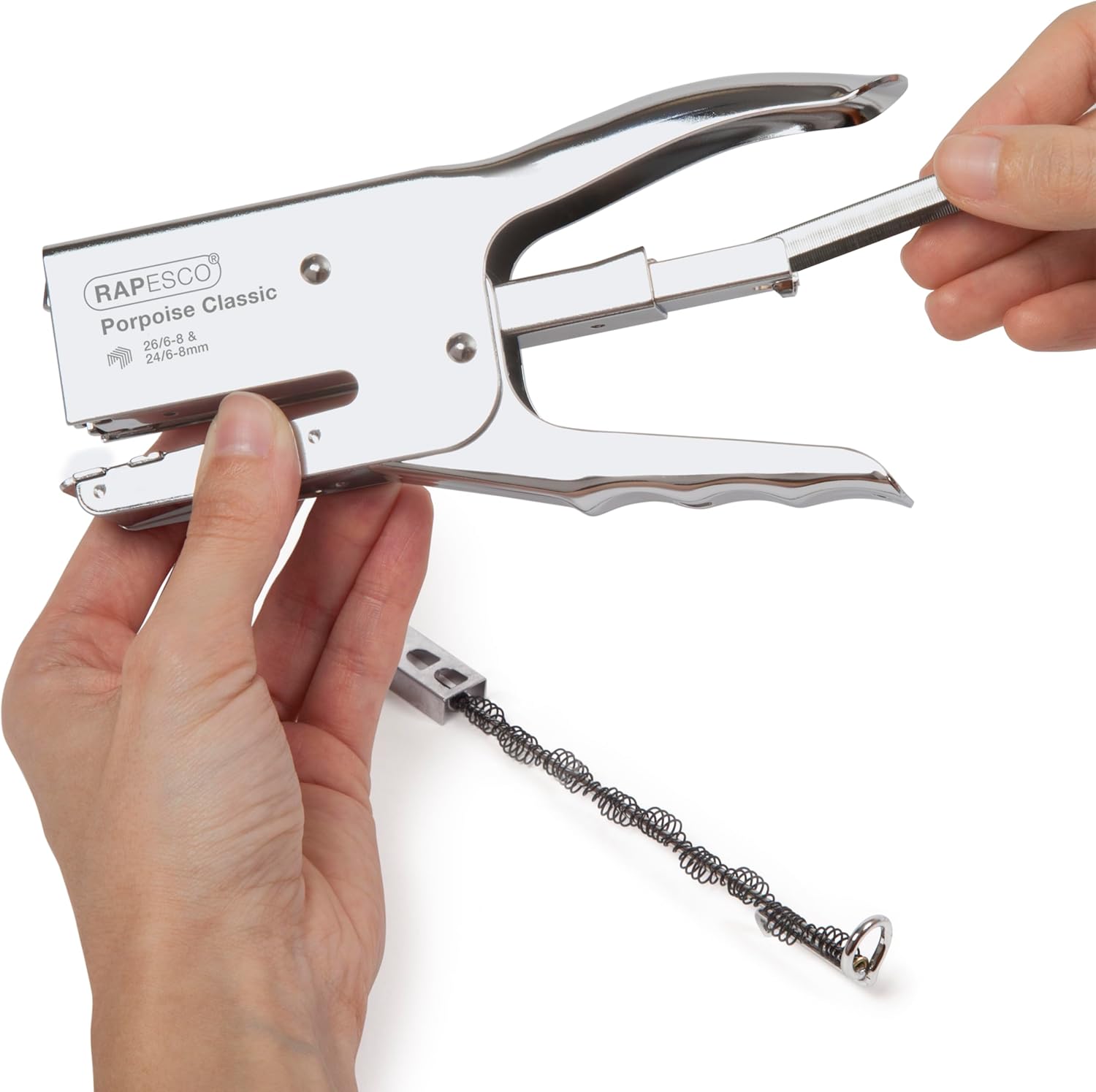 Rapesco 1298A Pince agrafeuse marsouin classique et 10 000 agrafes type 26/8 mm, capacité 45 feuilles, chromée – Image 5