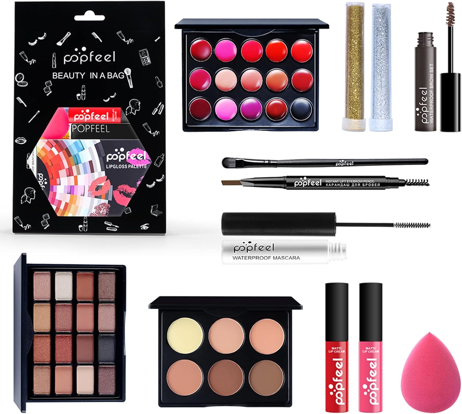 Kit de maquillage pour femme, trousse de maquillage, kit de maquillage tout-en-un, trousse de maquillage et trousse pour femmes et filles, idée cadeau de Noël – Image 3