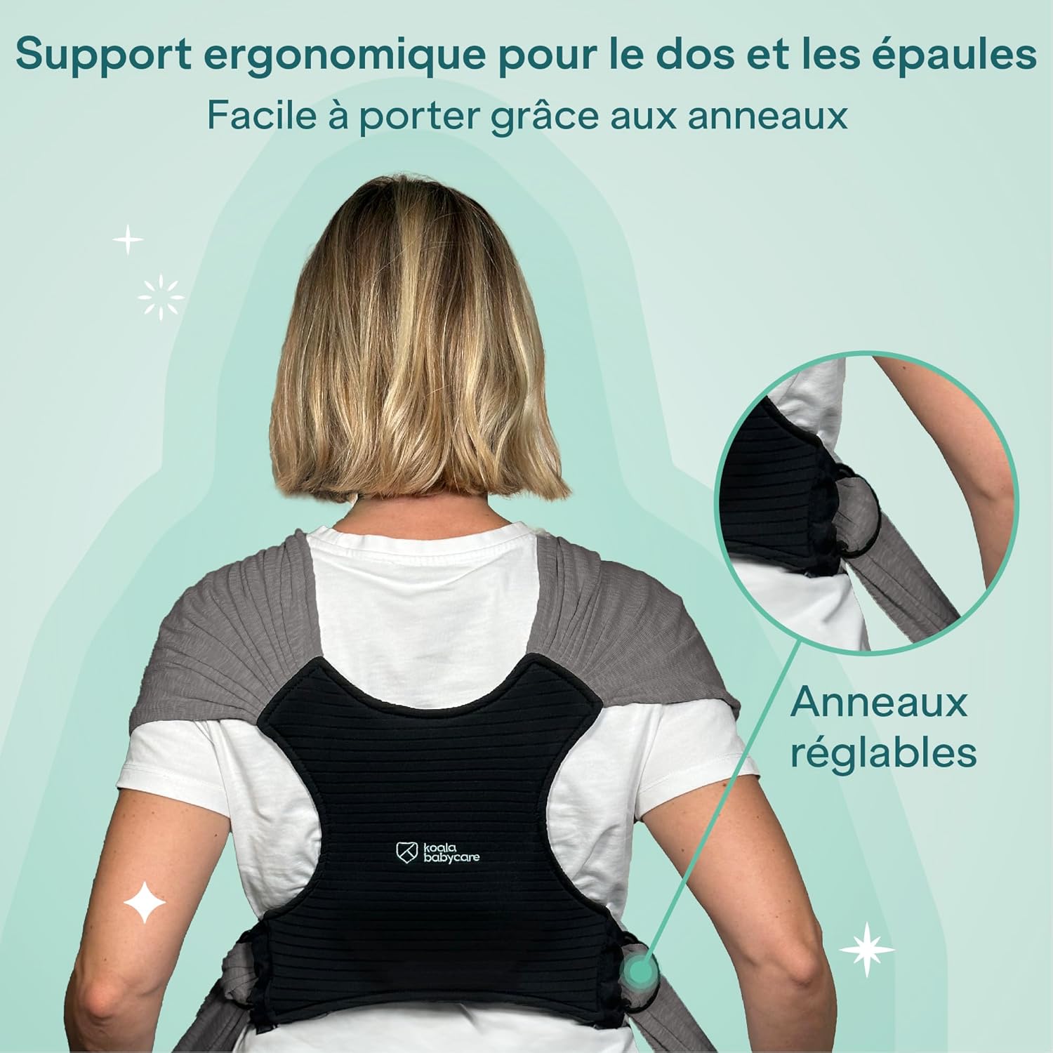Koala Babycare Porte-bébé unisexe réglable et facile à enfiler - Porte-bébé multifonction jusqu'à 9 kg - Anthracite - Modèle déposé KBC – Image 6