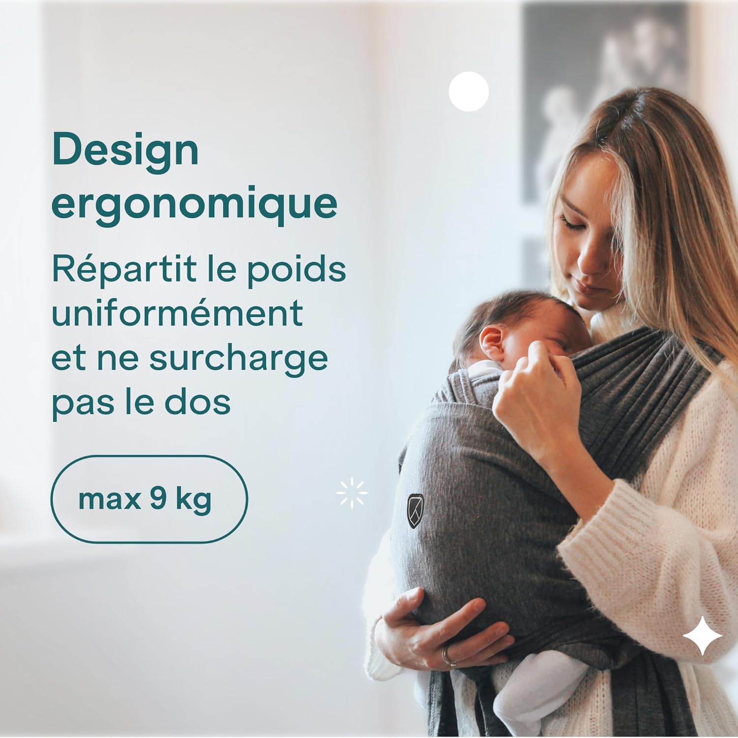 Koala Babycare Porte-bébé unisexe réglable et facile à enfiler - Porte-bébé multifonction jusqu'à 9 kg - Anthracite - Modèle déposé KBC – Image 8