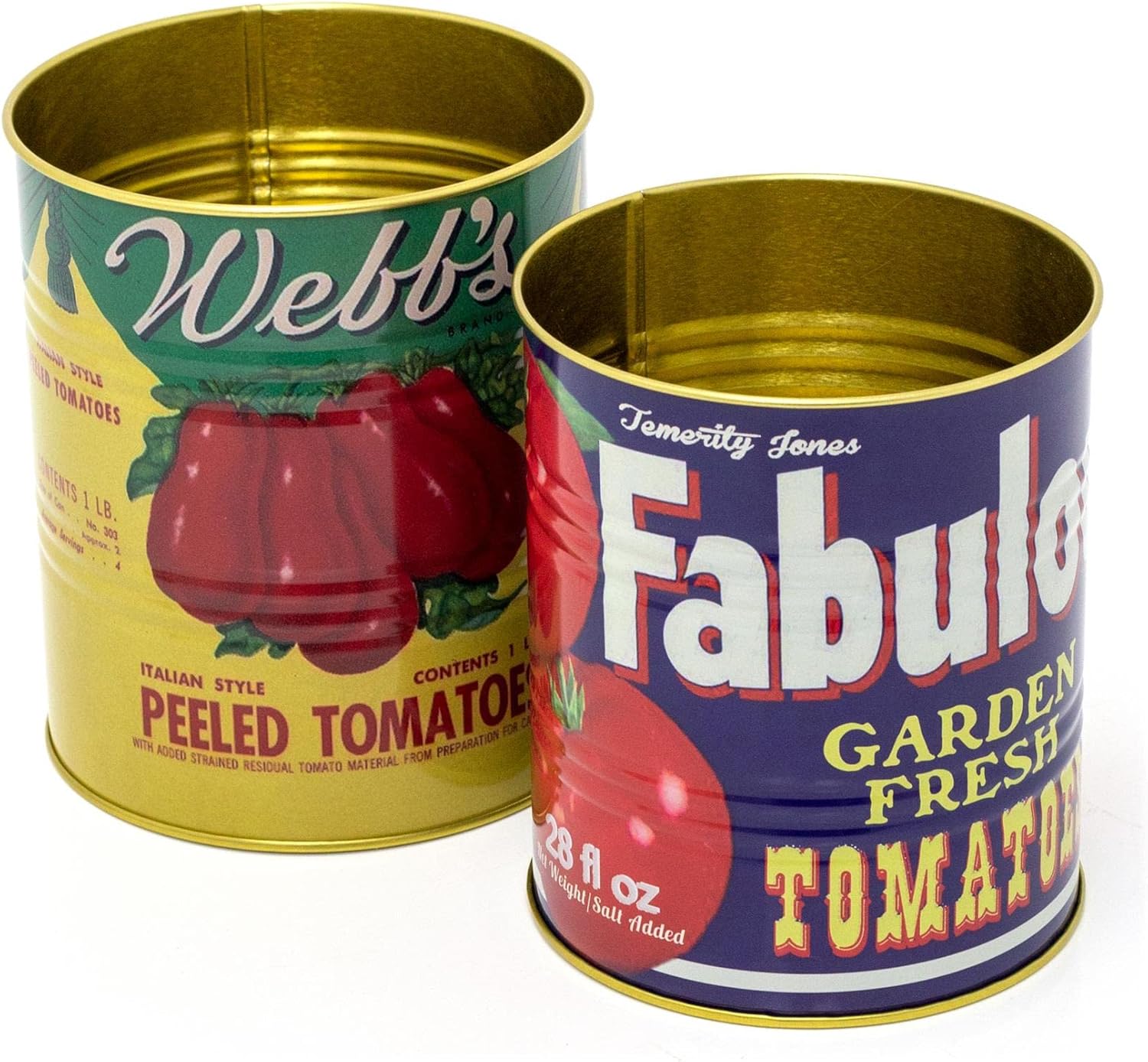 Lot de 2 répliques décoratives en étain alimentaire | Réplique de tomate en métal rétro 2 pièces | Boîtes de présentation de nourriture en métal de style vintage – Image 8