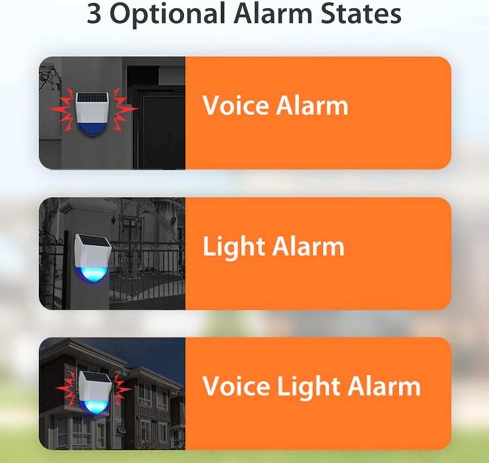 Pour Tuya et Outdoor Smart Alarm Solar Powered ABS imperméable Sunproof Sound and Light Security Device Compact 20x15x6.6cm Blanc pour Smart Home Integration – Image 3