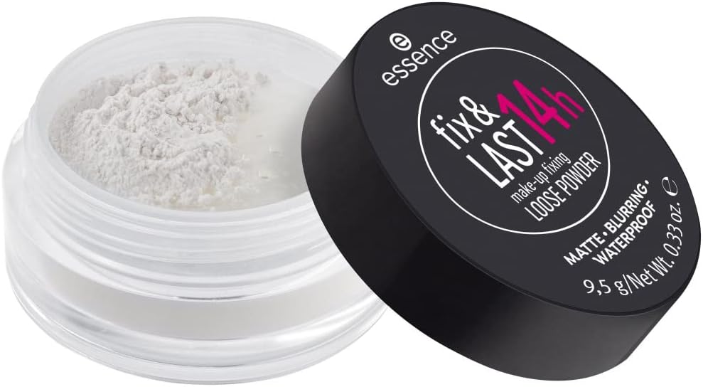 Essence Cosmetics fix et LAST 14h maquillage fixateur LOOSE POWDER poudre libre, longue tenue, fixatrice, contrôle du sébum - contrôle de la brillance, mate (9,5 g) – Image 3