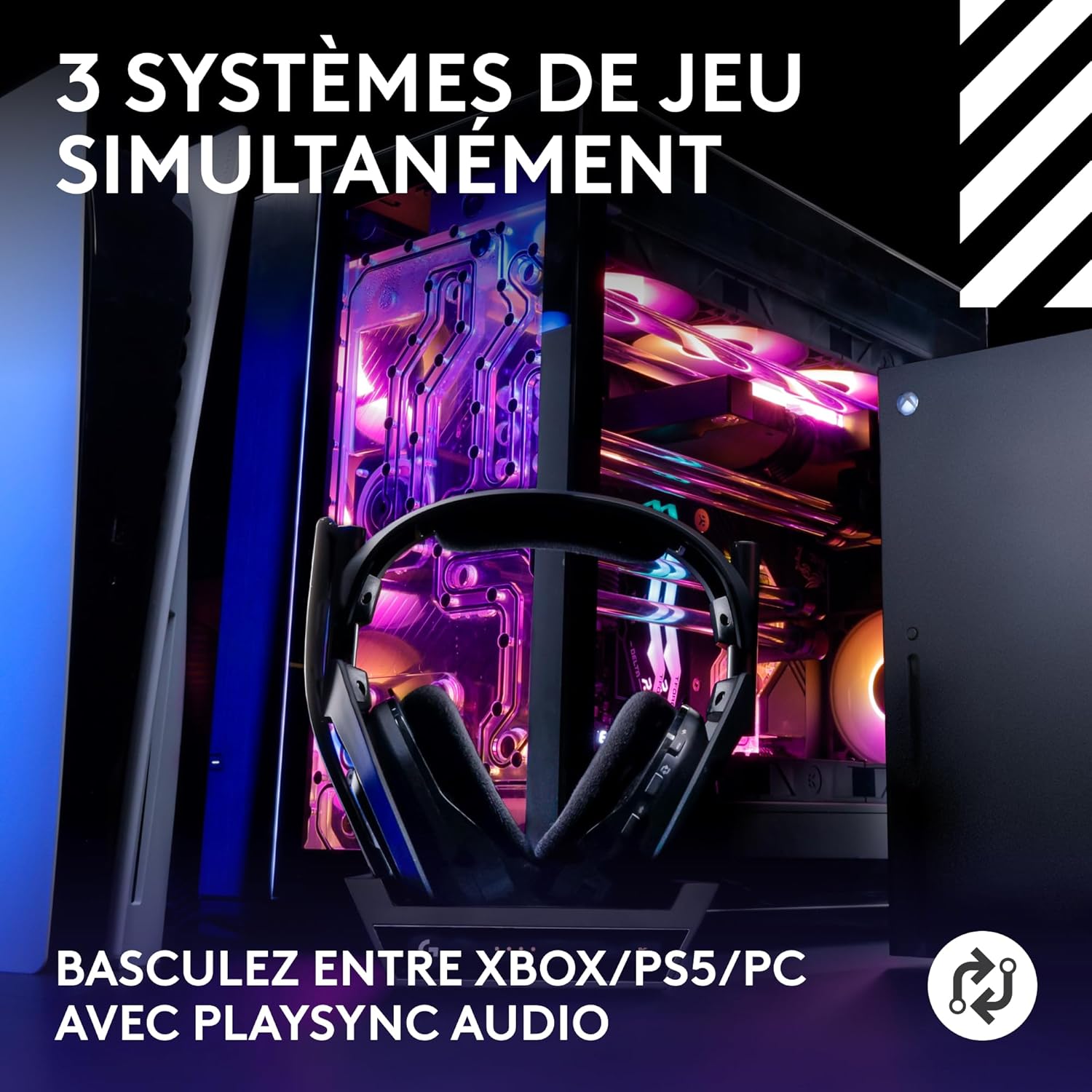 Logitech G Astro A50 LIGHTSPEED, casque de jeu sans fil + station d'accueil (Gen 5), PRO-G GRAPHENE, commutateur 3 systèmes, USB-C vers Xbox, PS5, PC, Nintendo Switch, Switch 2, Bluetooth - Noir – Image 3