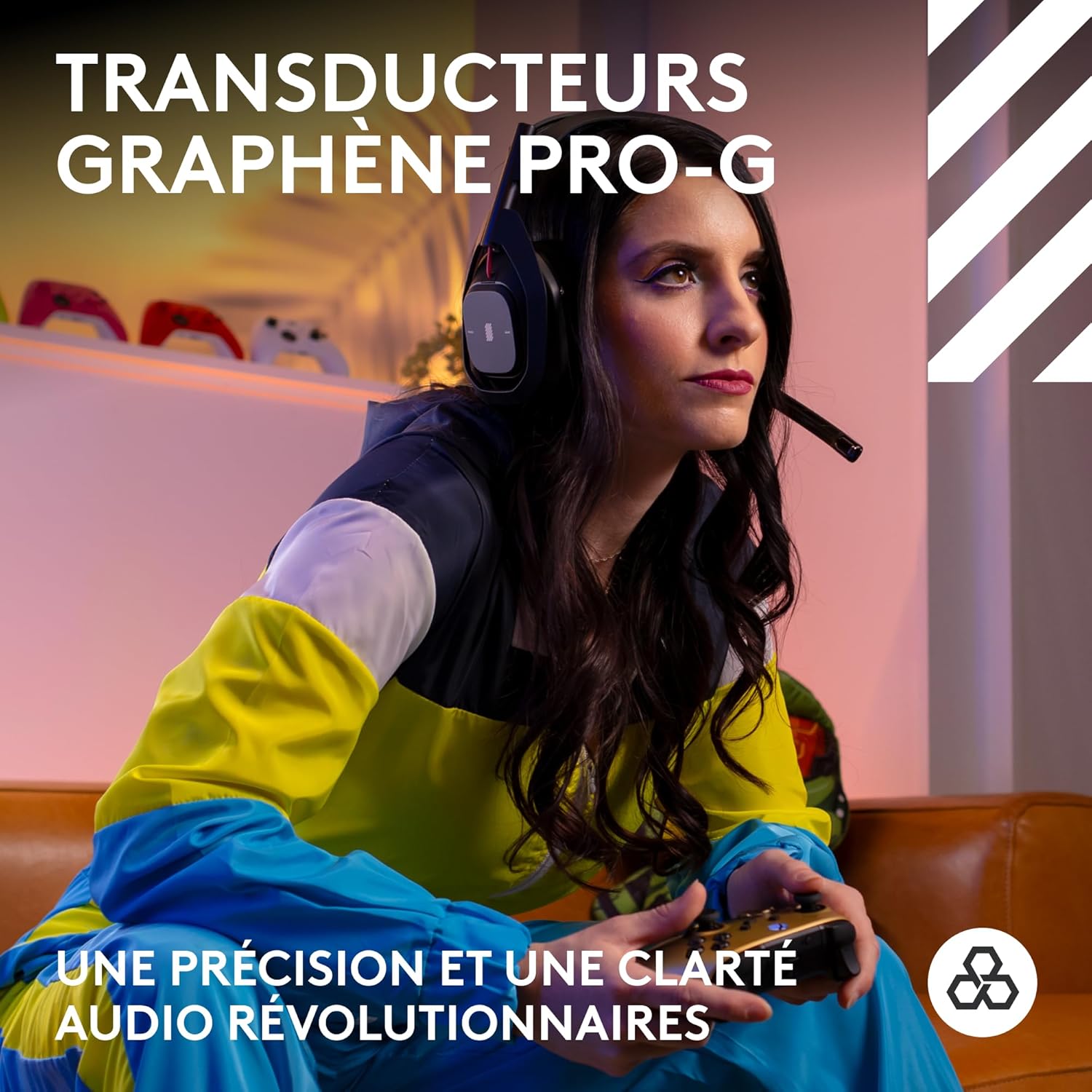 Logitech G Astro A50 LIGHTSPEED, casque de jeu sans fil + station d'accueil (Gen 5), PRO-G GRAPHENE, commutateur 3 systèmes, USB-C vers Xbox, PS5, PC, Nintendo Switch, Switch 2, Bluetooth - Noir – Image 4