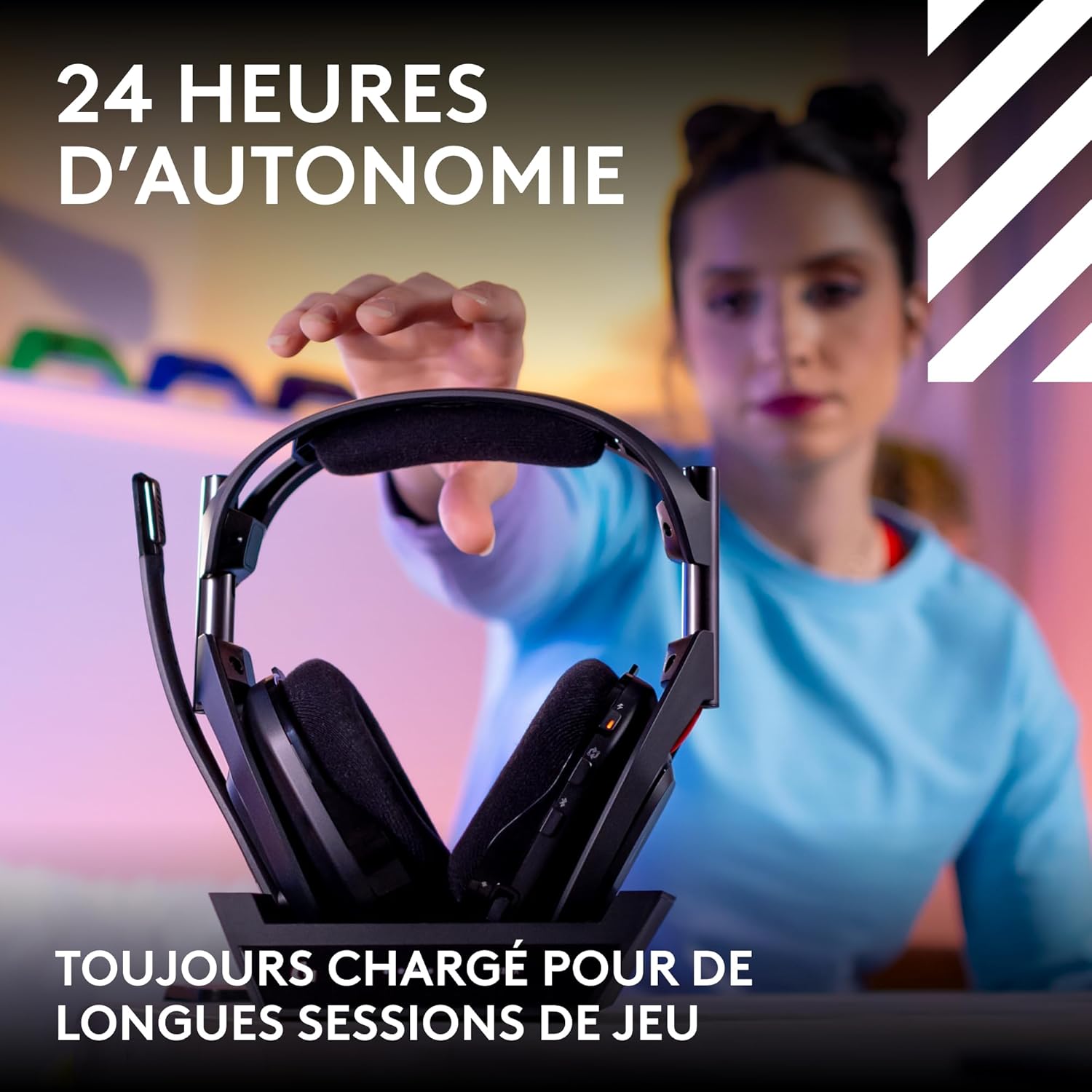 Logitech G Astro A50 LIGHTSPEED, casque de jeu sans fil + station d'accueil (Gen 5), PRO-G GRAPHENE, commutateur 3 systèmes, USB-C vers Xbox, PS5, PC, Nintendo Switch, Switch 2, Bluetooth - Noir – Image 9