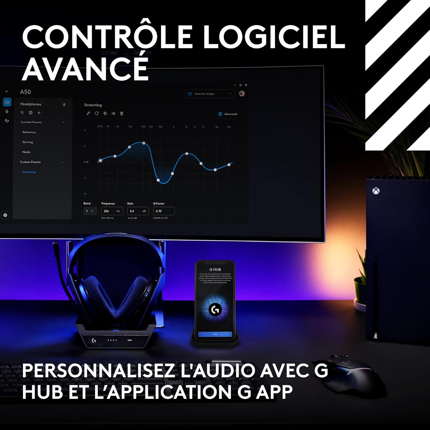 Logitech G Astro A50 LIGHTSPEED, casque de jeu sans fil + station d'accueil (Gen 5), PRO-G GRAPHENE, commutateur 3 systèmes, USB-C vers Xbox, PS5, PC, Nintendo Switch, Switch 2, Bluetooth - Noir – Image 10
