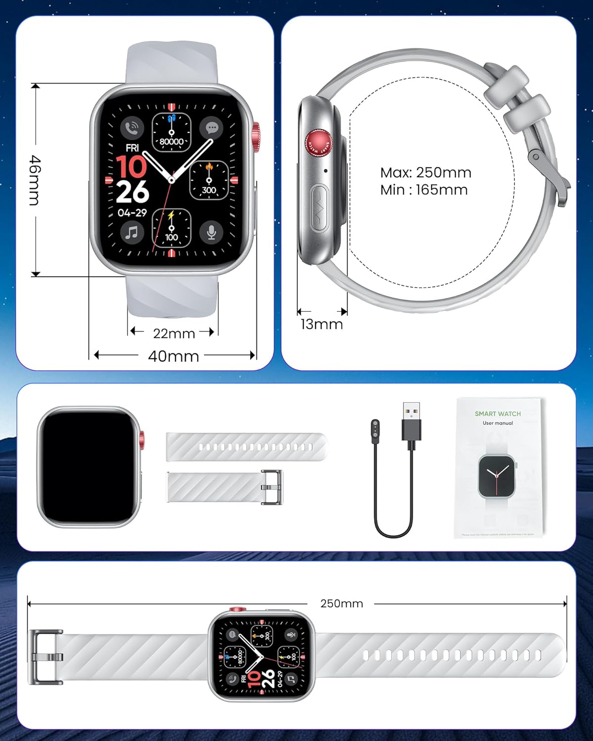 Montre intelligente ECG Santé Smartwatch - Écran 1,97 pouces avec appels Bluetooth HRV Plus de 130 modes Sport Sommeil Fréquence cardiaque SPO2 Montre podomètre étanche pour Android iOS – Image 9