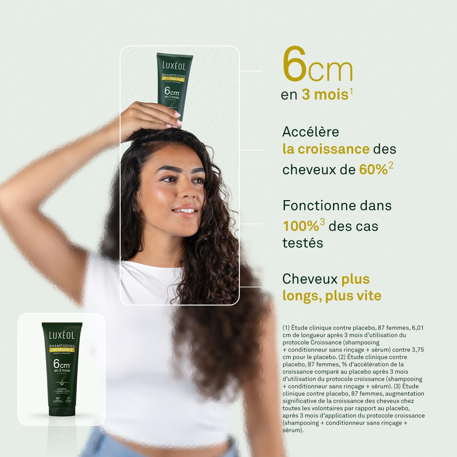 LUXÉOL - Shampoing Croissance - Pousse de 6 cm en 3 mois* - Cheveux plus longs plus rapidement - Prouvé Cliniquement - Formule d'origine naturelle - Huile de Ricin, Amla & Ginseng (3) - 200 ml – Image 3
