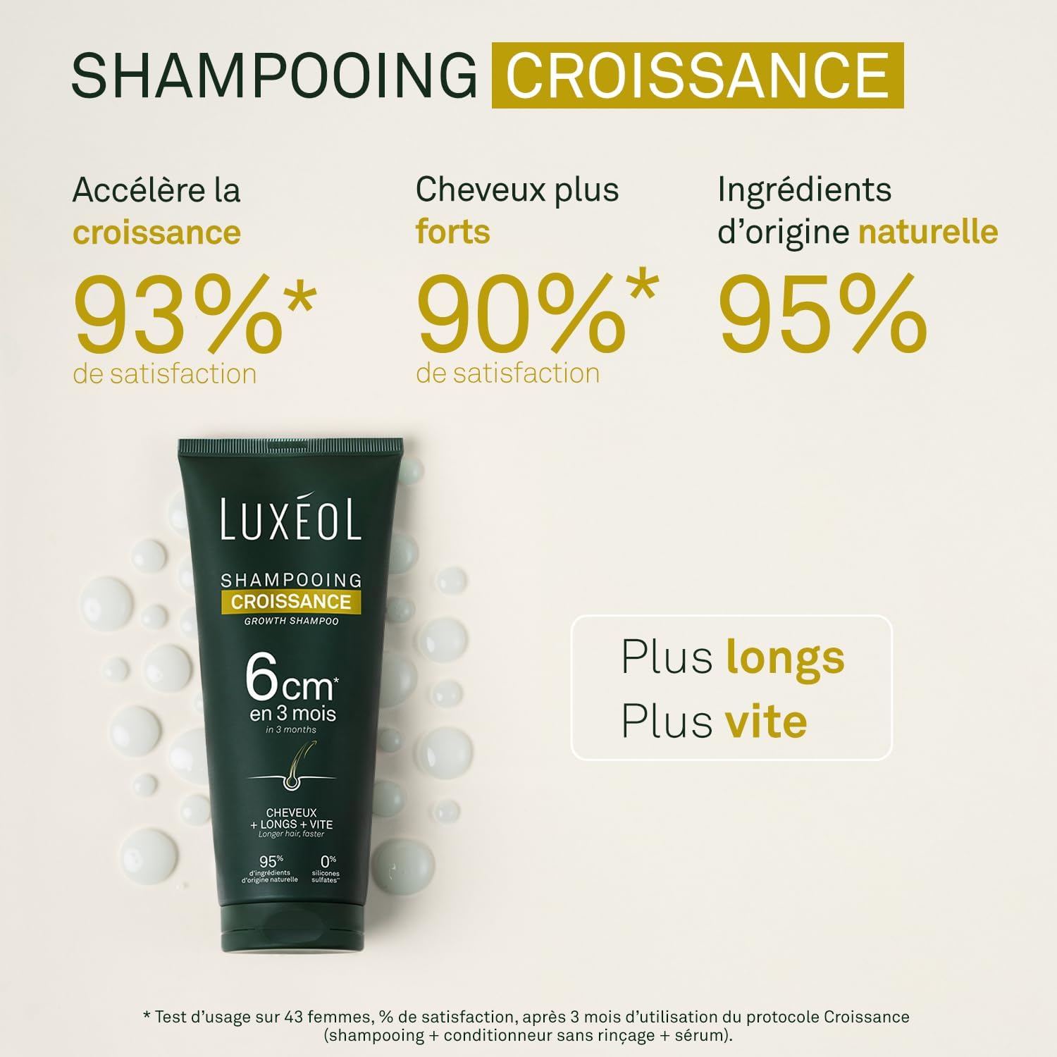 LUXÉOL - Shampoing Croissance - Pousse de 6 cm en 3 mois* - Cheveux plus longs plus rapidement - Prouvé Cliniquement - Formule d'origine naturelle - Huile de Ricin, Amla & Ginseng (3) - 200 ml – Image 4