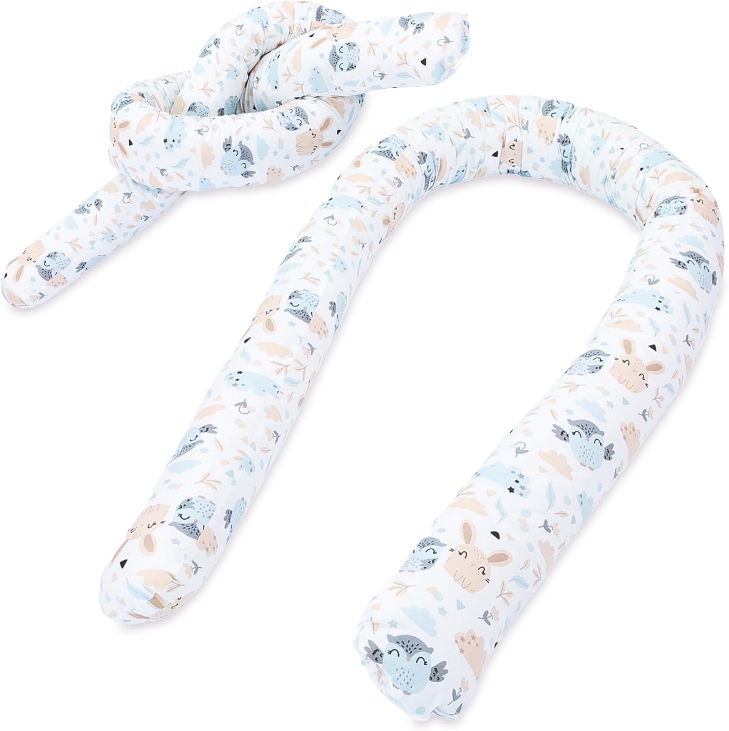 Totsy Baby Coussin Serpent XXL avec Bordure 300 cm - Protection de Bord d'allaitement décorative Bordure Serpent XL Fait à la Main Design Hibou Gris Clair Certificat Oeko-Tex – Image 3