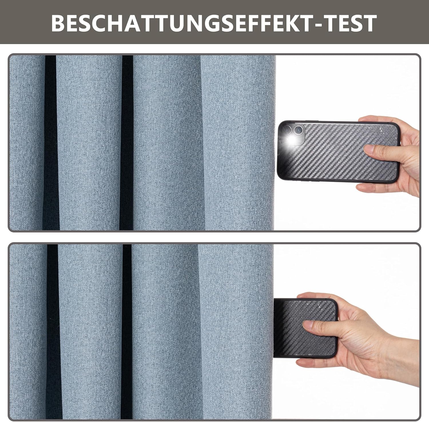 MYSKY HOME Rideau Occultant Thermique 140 x 245 cm (L x H) Bleu Brouillard pour Chambre Salon 30% Lin Opaque avec Oeillets Draperies Anti Chaleur Froide Rideaux de Décoration Lot de 2 – Image 5