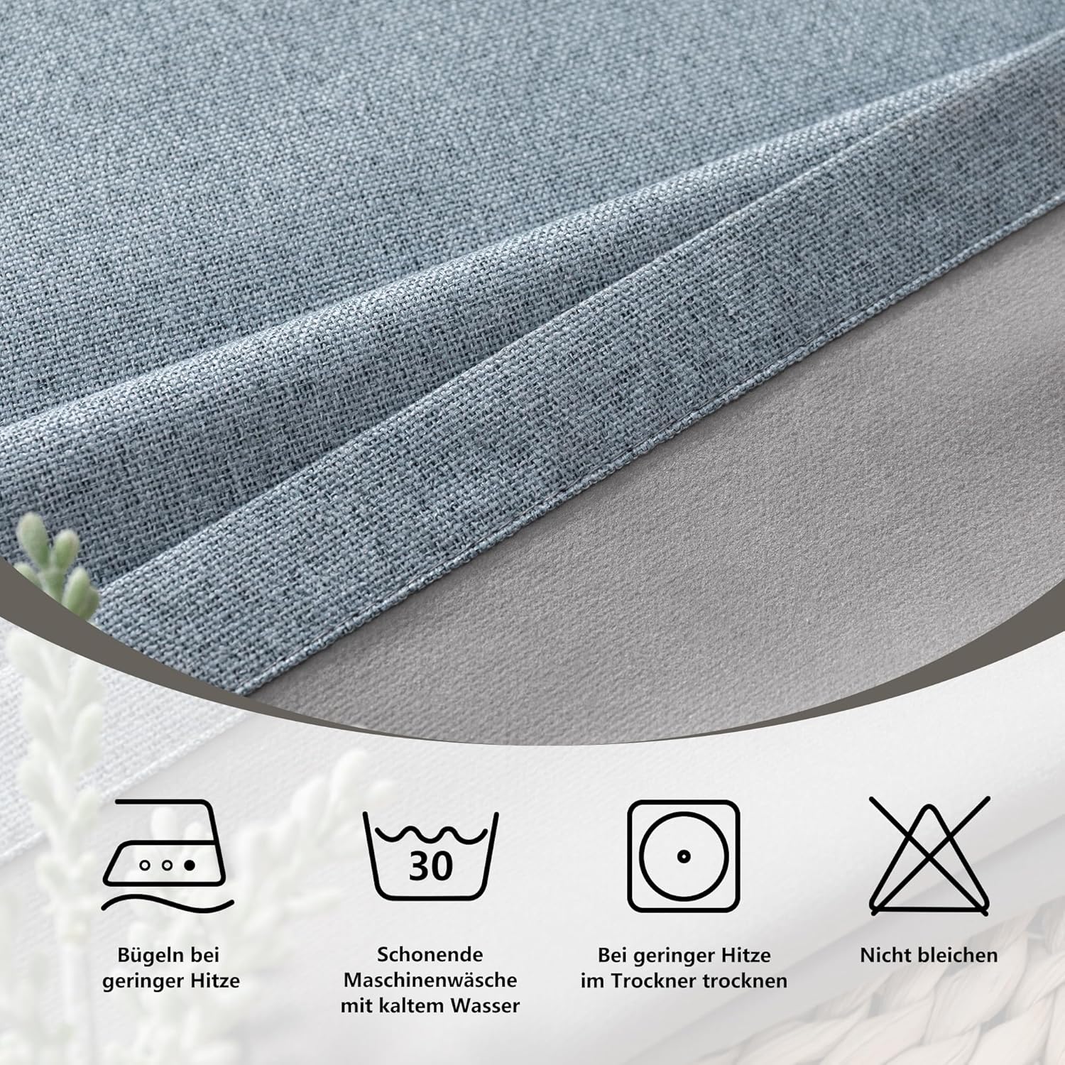 MYSKY HOME Rideau Occultant Thermique 140 x 245 cm (L x H) Bleu Brouillard pour Chambre Salon 30% Lin Opaque avec Oeillets Draperies Anti Chaleur Froide Rideaux de Décoration Lot de 2 – Image 7