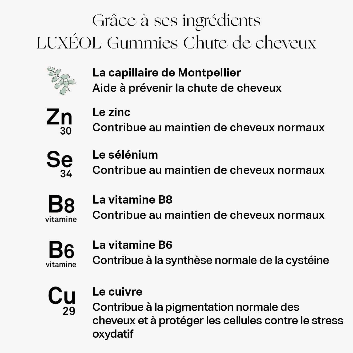LUXÉOL - Gummies Chute de Cheveux - Complément Alimentaire - Aide à prévenir la chute des cheveux - Arômes Naturels Orange & Mandarine - Sans Sucre - Fabriqué en France - Programme 1 Mois - 60 Gummies – Image 6