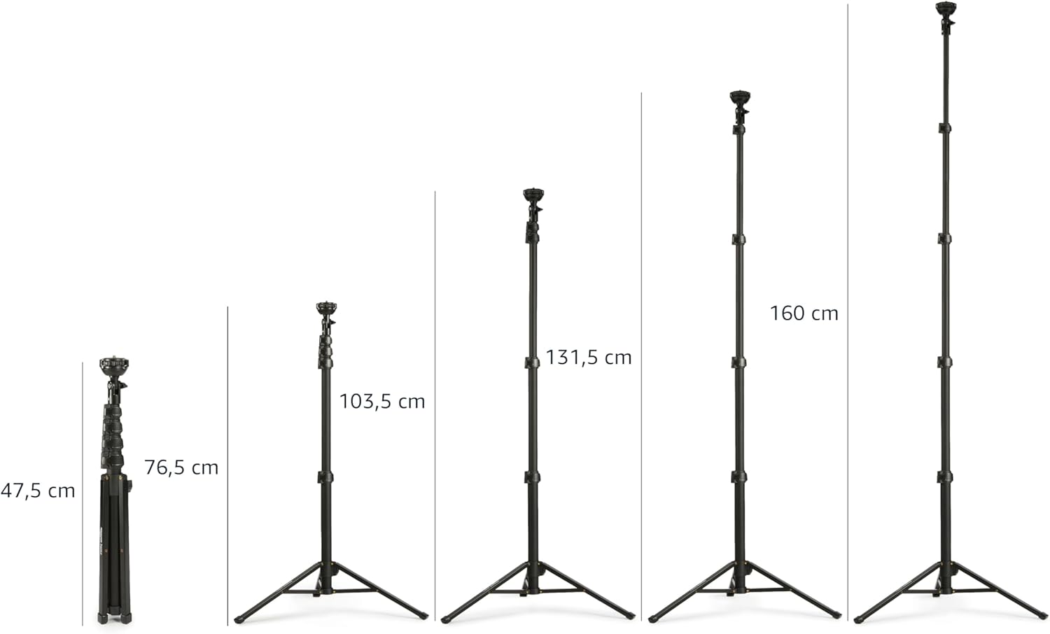 Amazon Basics Trépied extensible pour téléphone et perche à selfie 162 cm avec télécommande sans fil Noir – Image 3