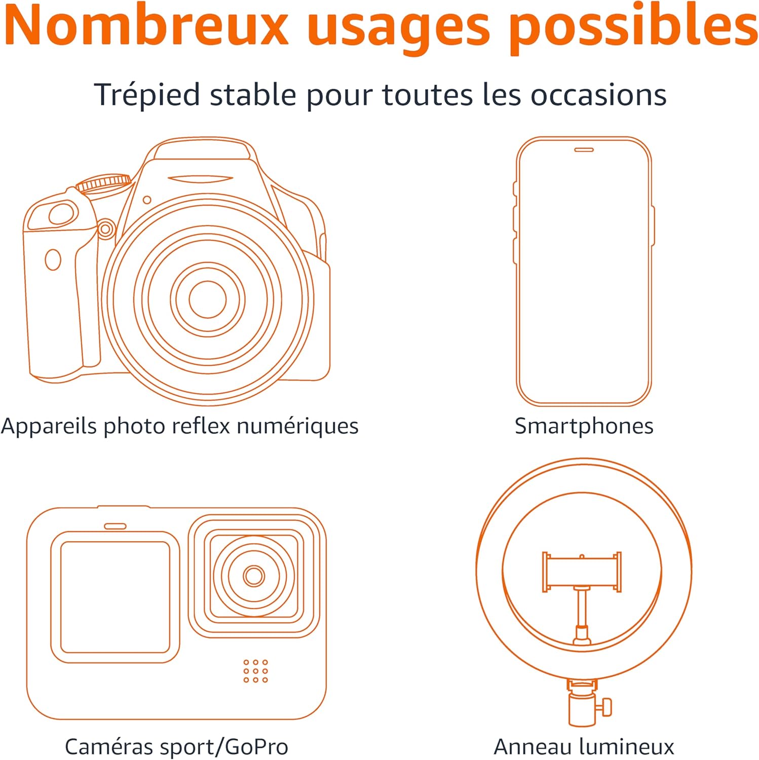 Amazon Basics Trépied extensible pour téléphone et perche à selfie 162 cm avec télécommande sans fil Noir – Image 4
