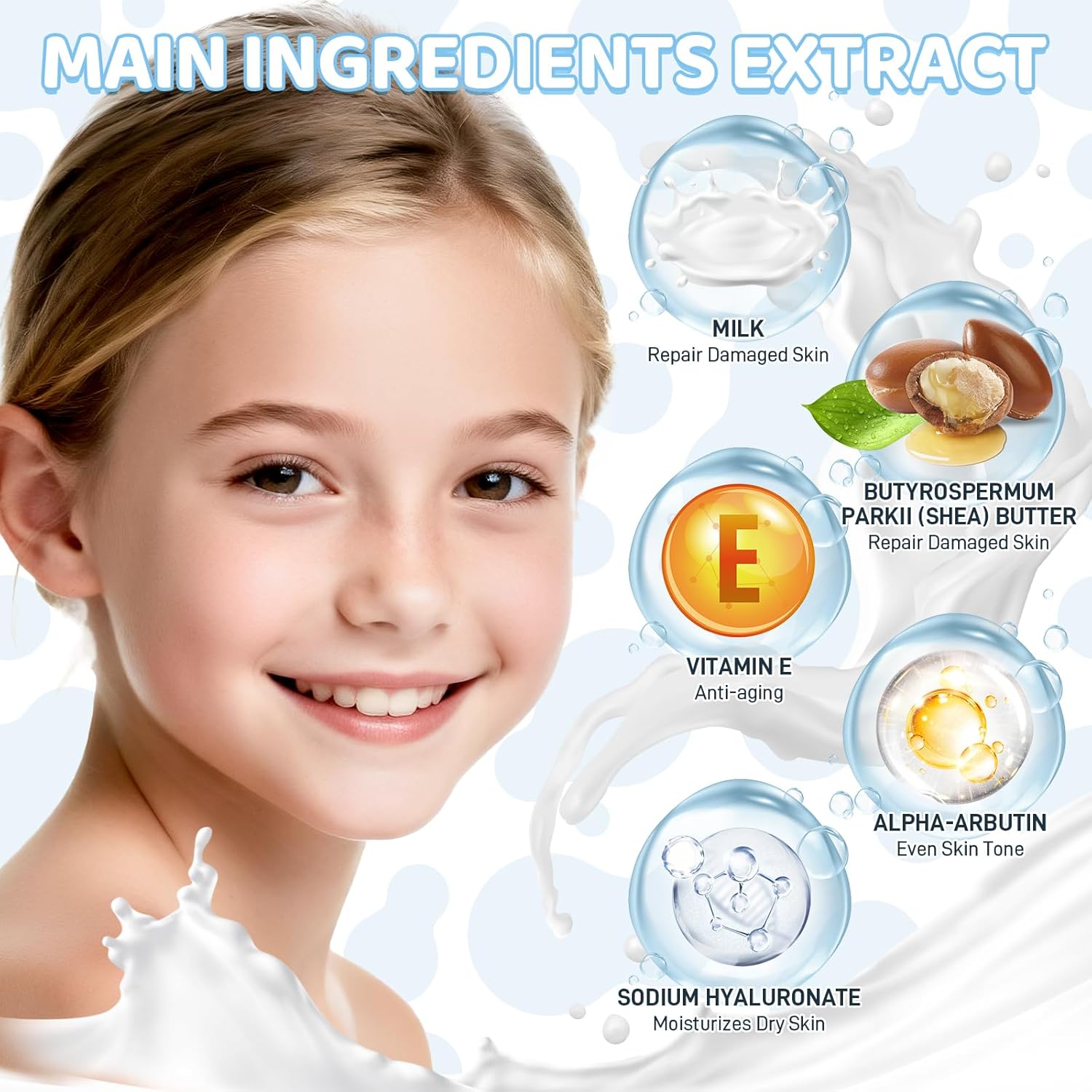 Mini ensemble de soins de la peau au lait 3 pièces, cadeau pour adolescents-avec sérum, crème pour les yeux et crème, Mini Kit de soins de la peau de voyage pour adolescents – Image 5