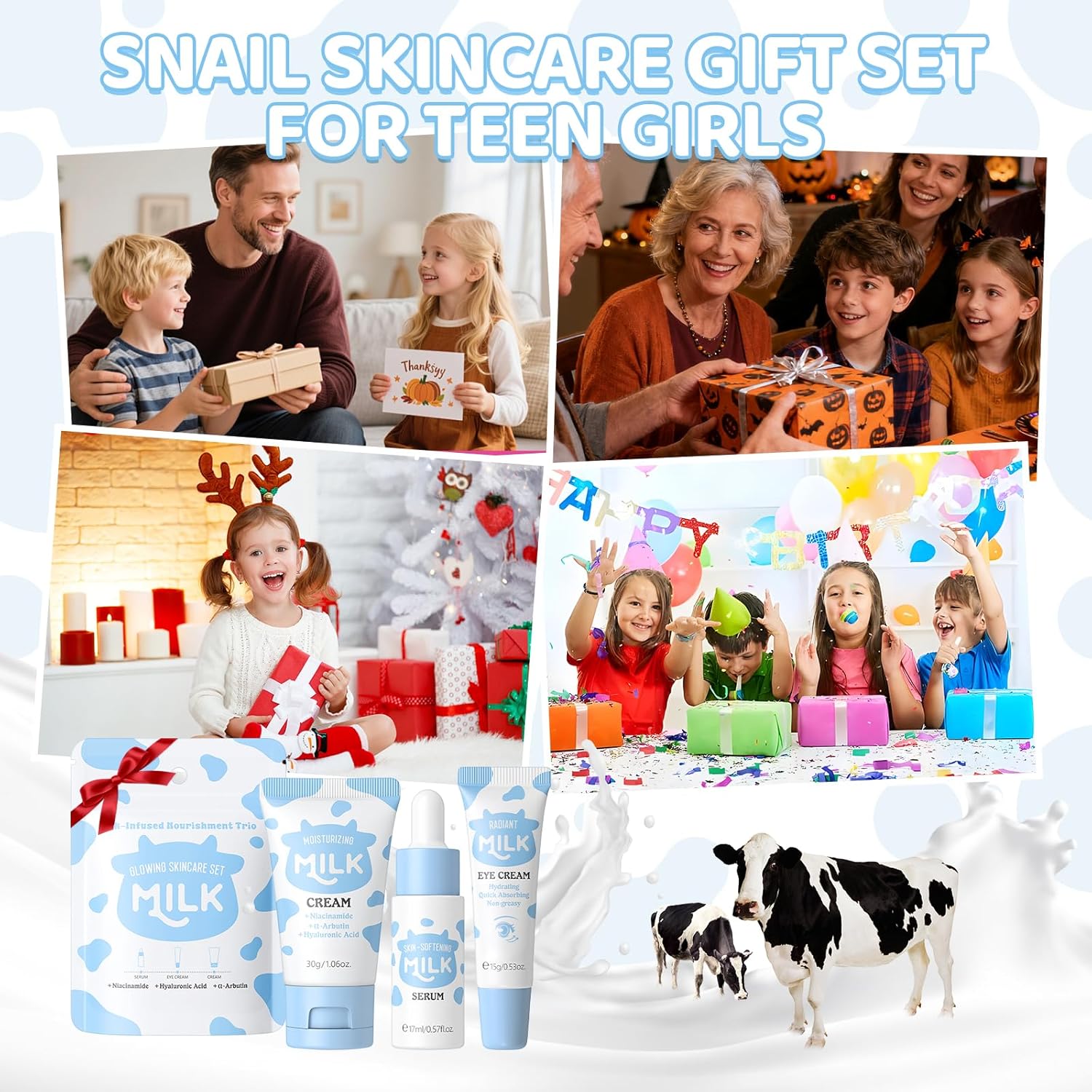 Mini ensemble de soins de la peau au lait 3 pièces, cadeau pour adolescents-avec sérum, crème pour les yeux et crème, Mini Kit de soins de la peau de voyage pour adolescents – Image 9