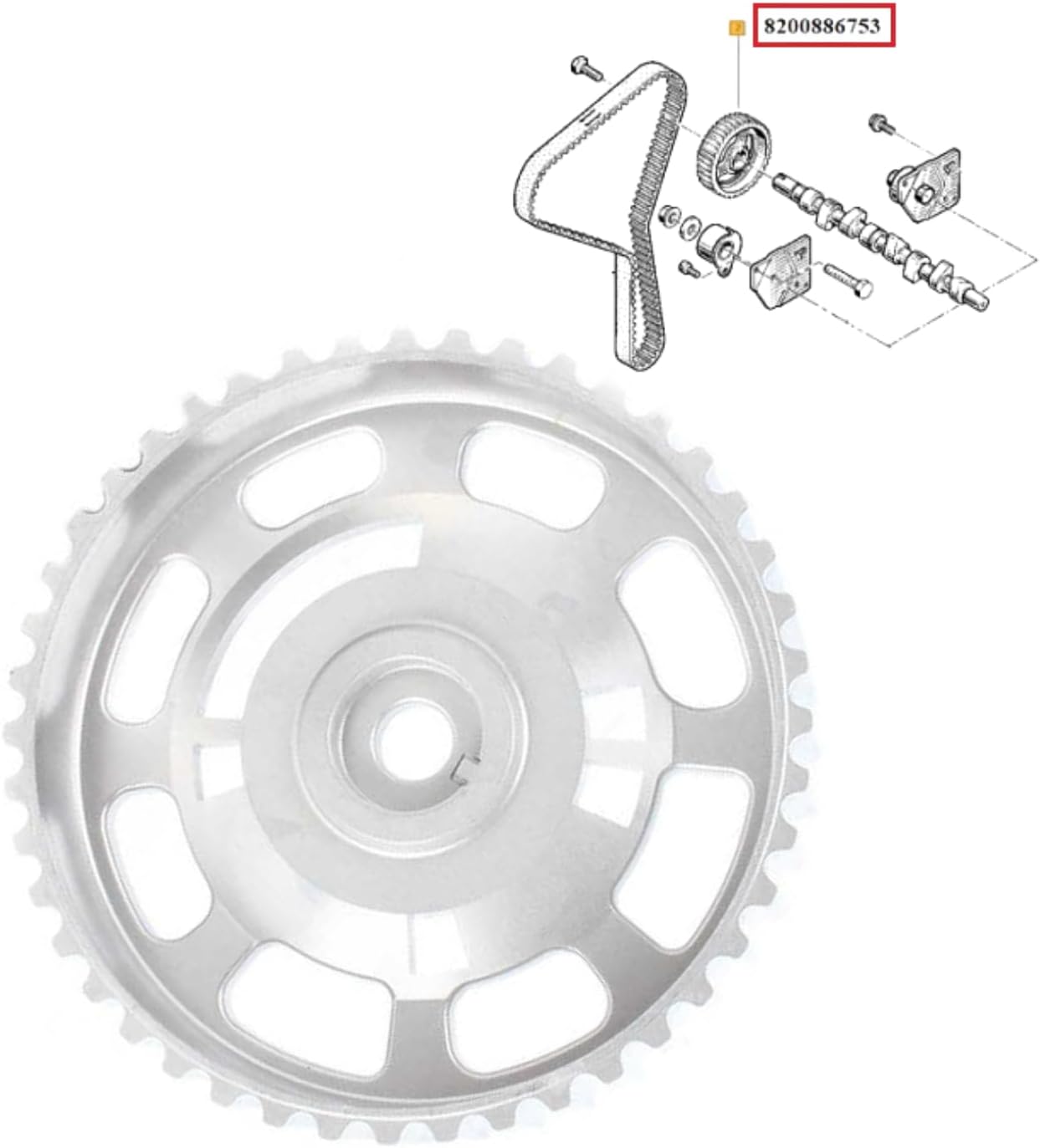 Pignon de poulie d'arbre à cames Compatible pour Megane 3 Grand Scenic 3 Scenic 3 1.9 DCI OEM: 8200886753 – Image 3