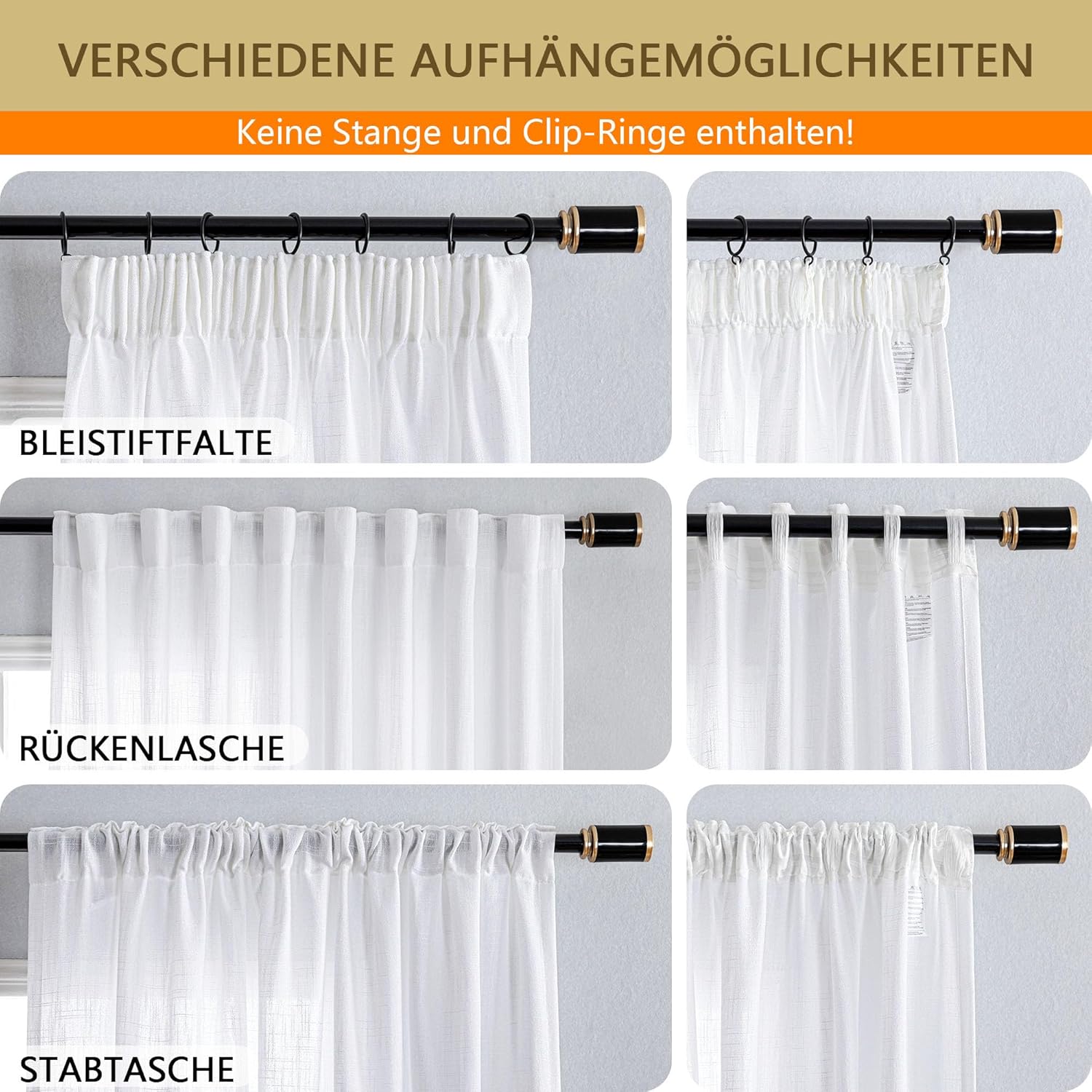 MYSKY HOME Rideau de Salon à Bande Volante - Boucle Courte Aspect Lin Semi-Transparent pour Chambre d'Enfant - Lot de 2, H 160 x L 140 cm, Blanc – Image 6