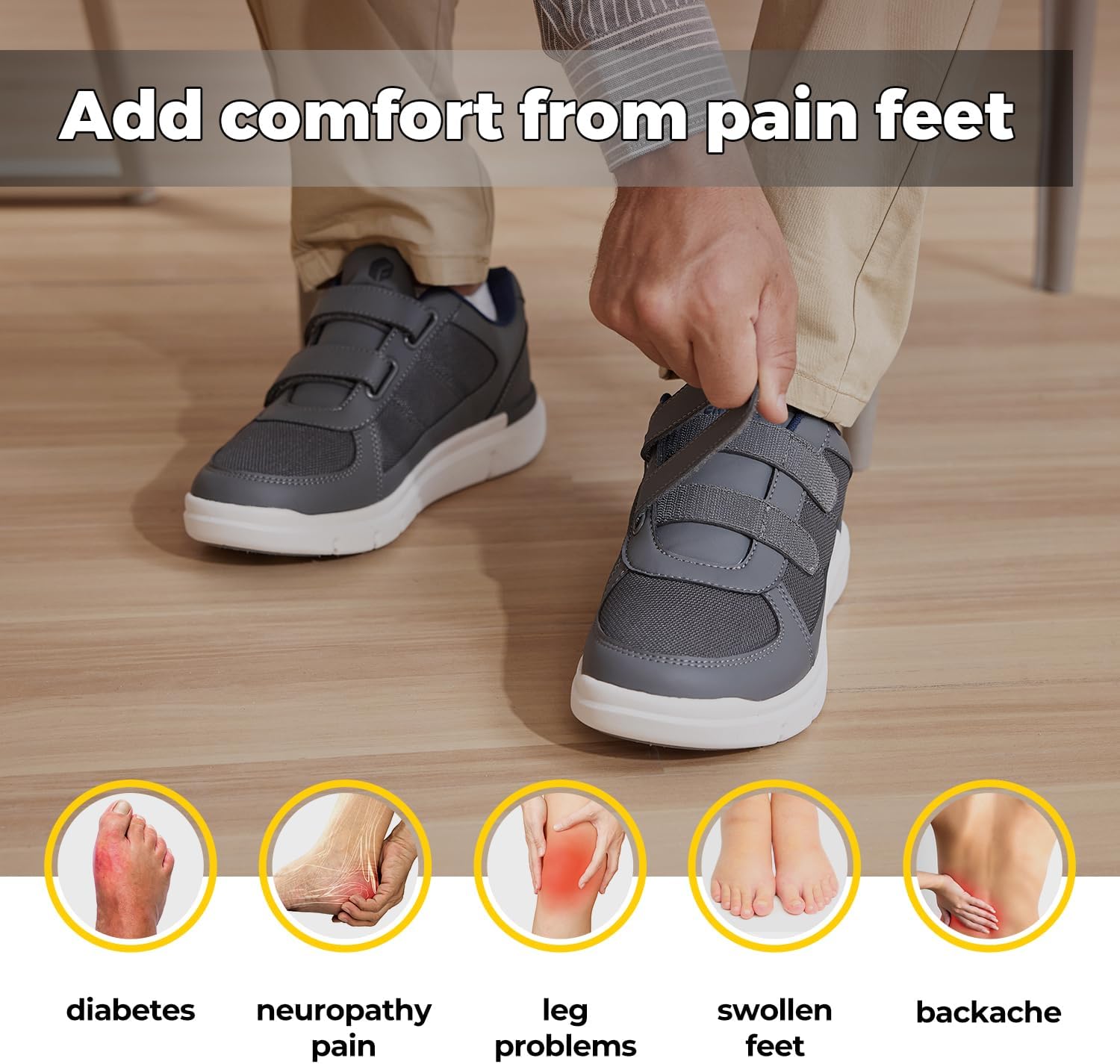 FitVille Chaussures Larges pour Hommes Basket Scratch Confortables Chaussures de Marche pour Pieds Sensibles – Image 5