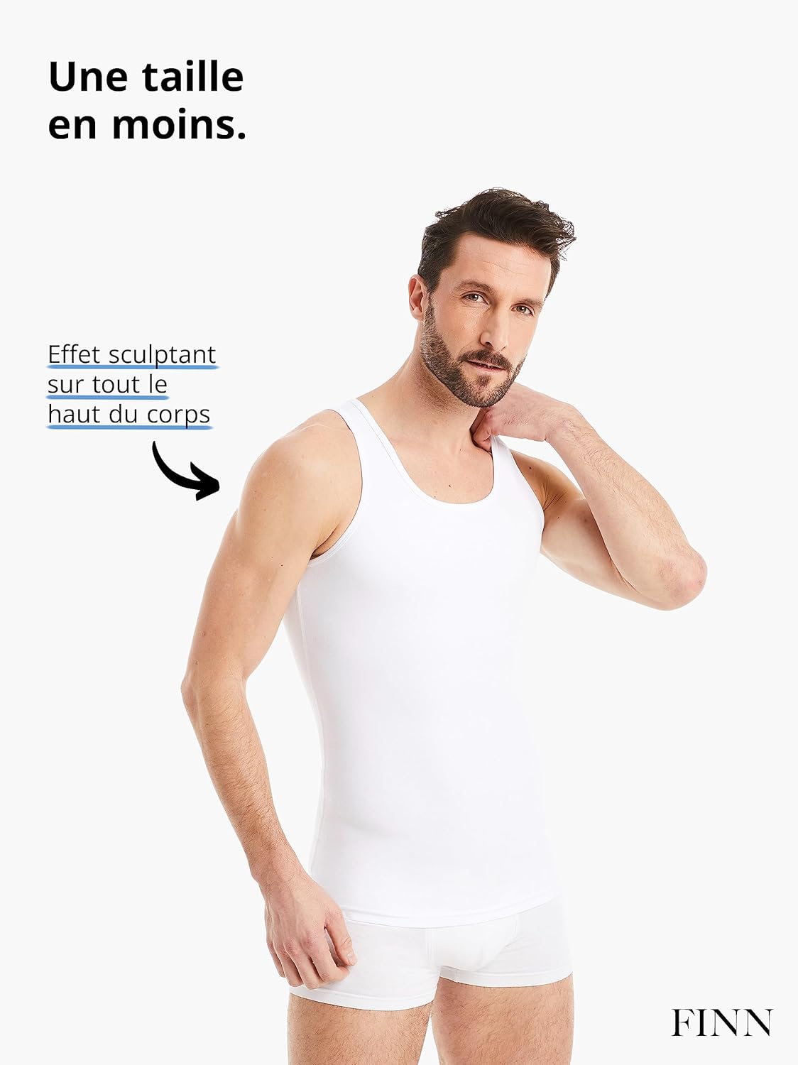 FINN Débardeur gainant pour homme – Sans manches en coton – Maillot de corps de compression pour un ventre plus plat – Image 3