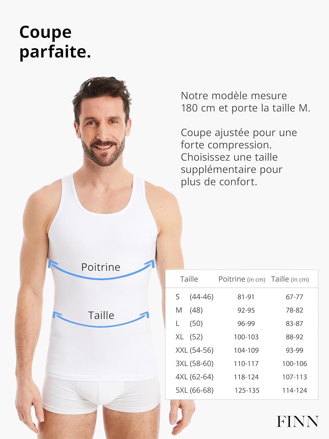 FINN Débardeur gainant pour homme – Sans manches en coton – Maillot de corps de compression pour un ventre plus plat – Image 7