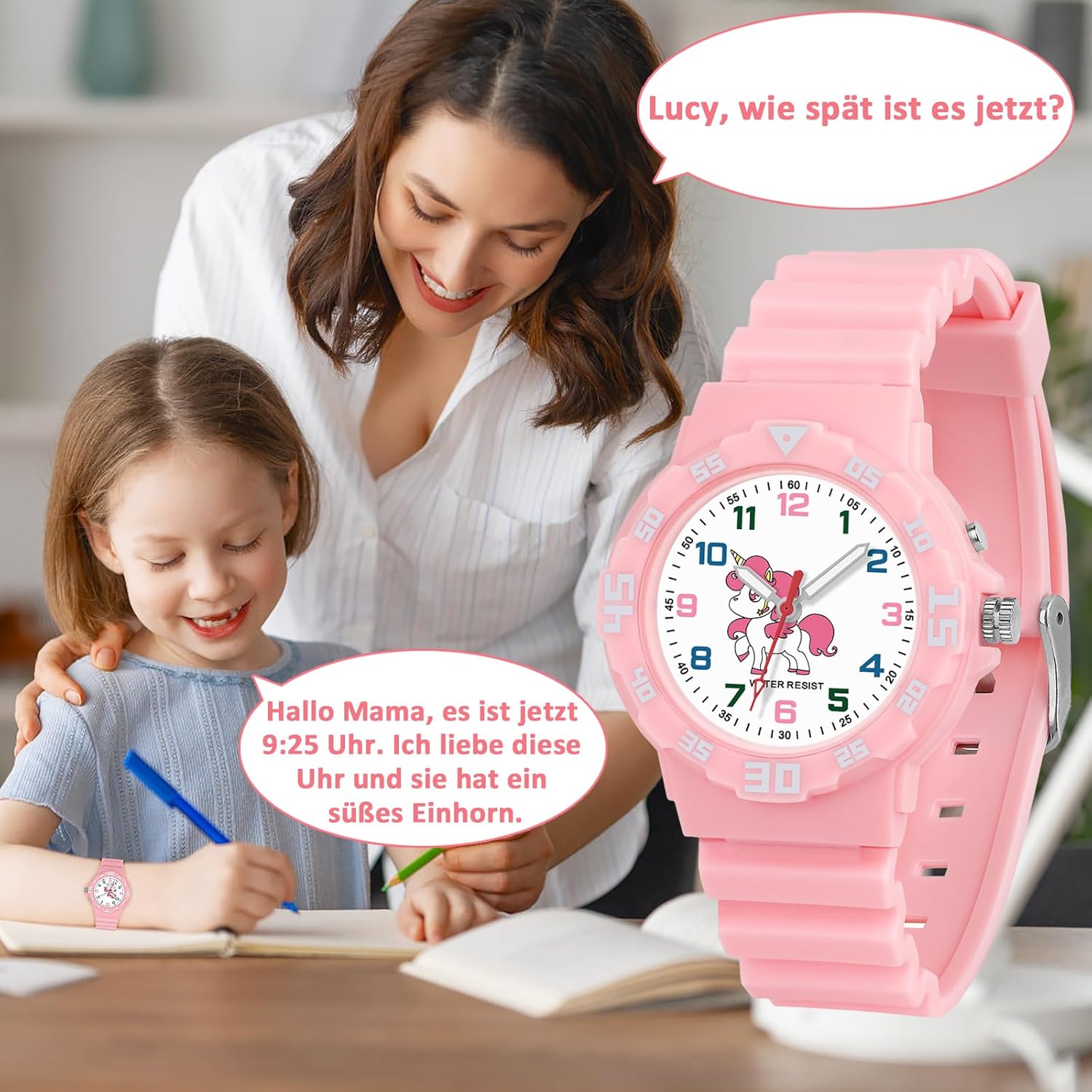 Montre pour enfants avec veilleuse Licorne Montres Filles Montre analogique pour enfants Garçons Filles Montre étanche 30 m pour 4-12 ans Facile à lire l'heure ou cadeaux pour enfants – Image 5