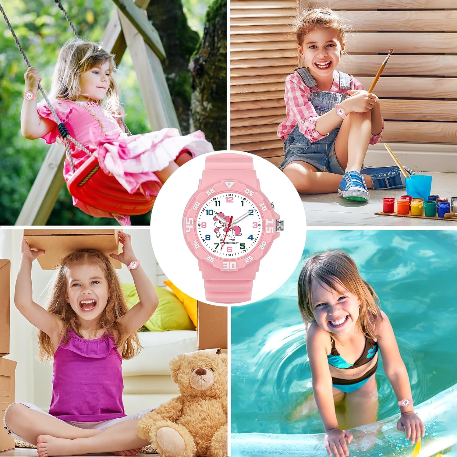 Montre pour enfants avec veilleuse Licorne Montres Filles Montre analogique pour enfants Garçons Filles Montre étanche 30 m pour 4-12 ans Facile à lire l'heure ou cadeaux pour enfants – Image 6