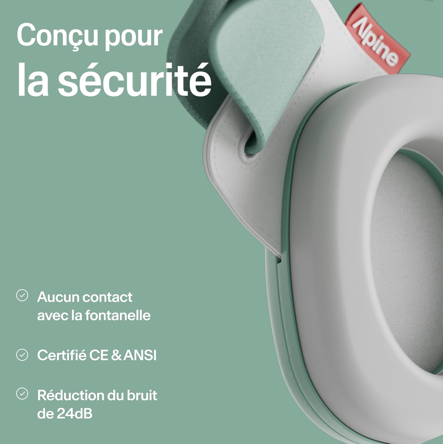 Alpine Muffy Baby Comfort – Certifié CE, bandeau unique pour un ajustement sûr et confortable, protection auditive pour les enfants jusqu'à 4 ans, réduction sonore de 24 dB, vert – Image 5